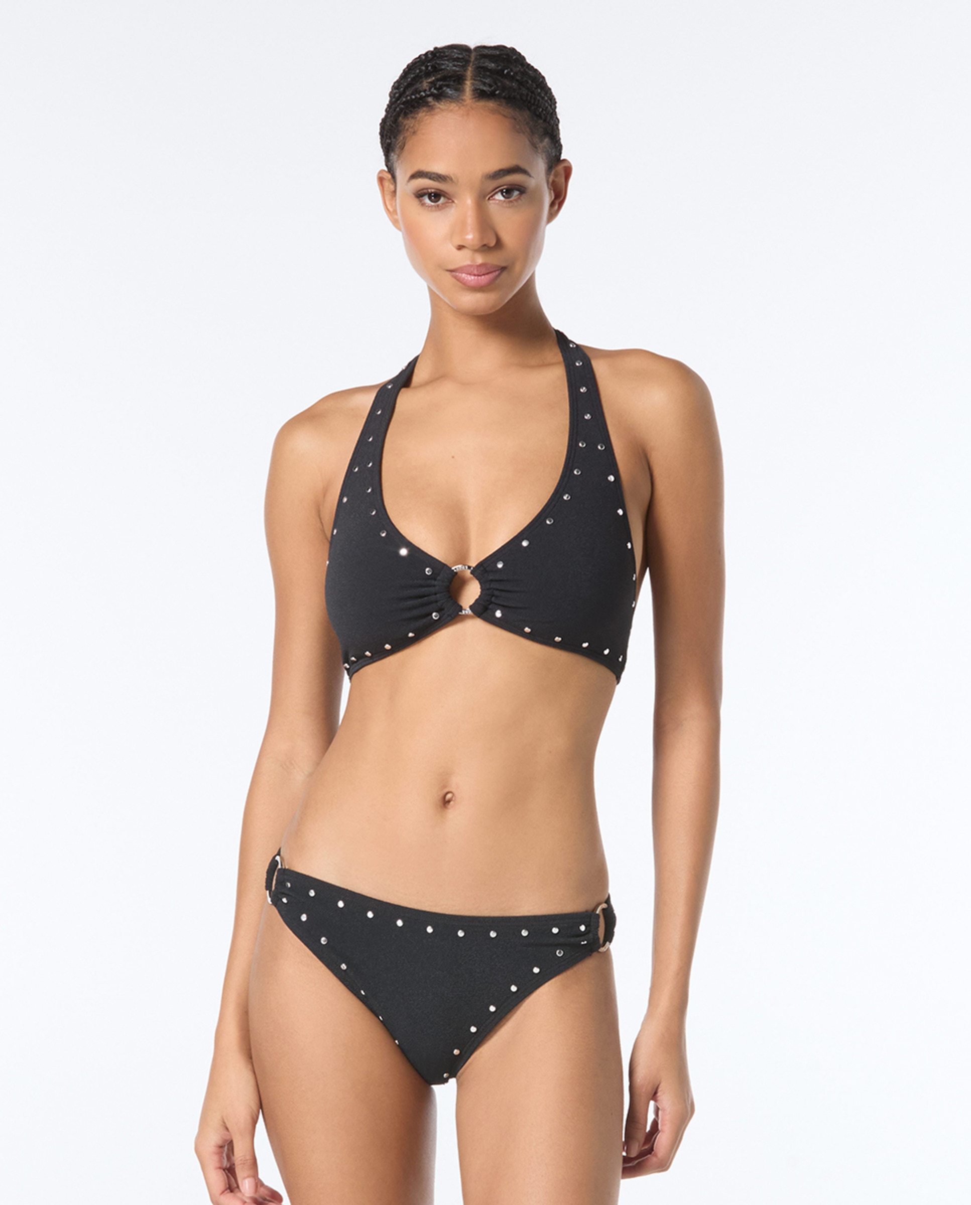 Soutien Halter Liso com Tachas Preto-1