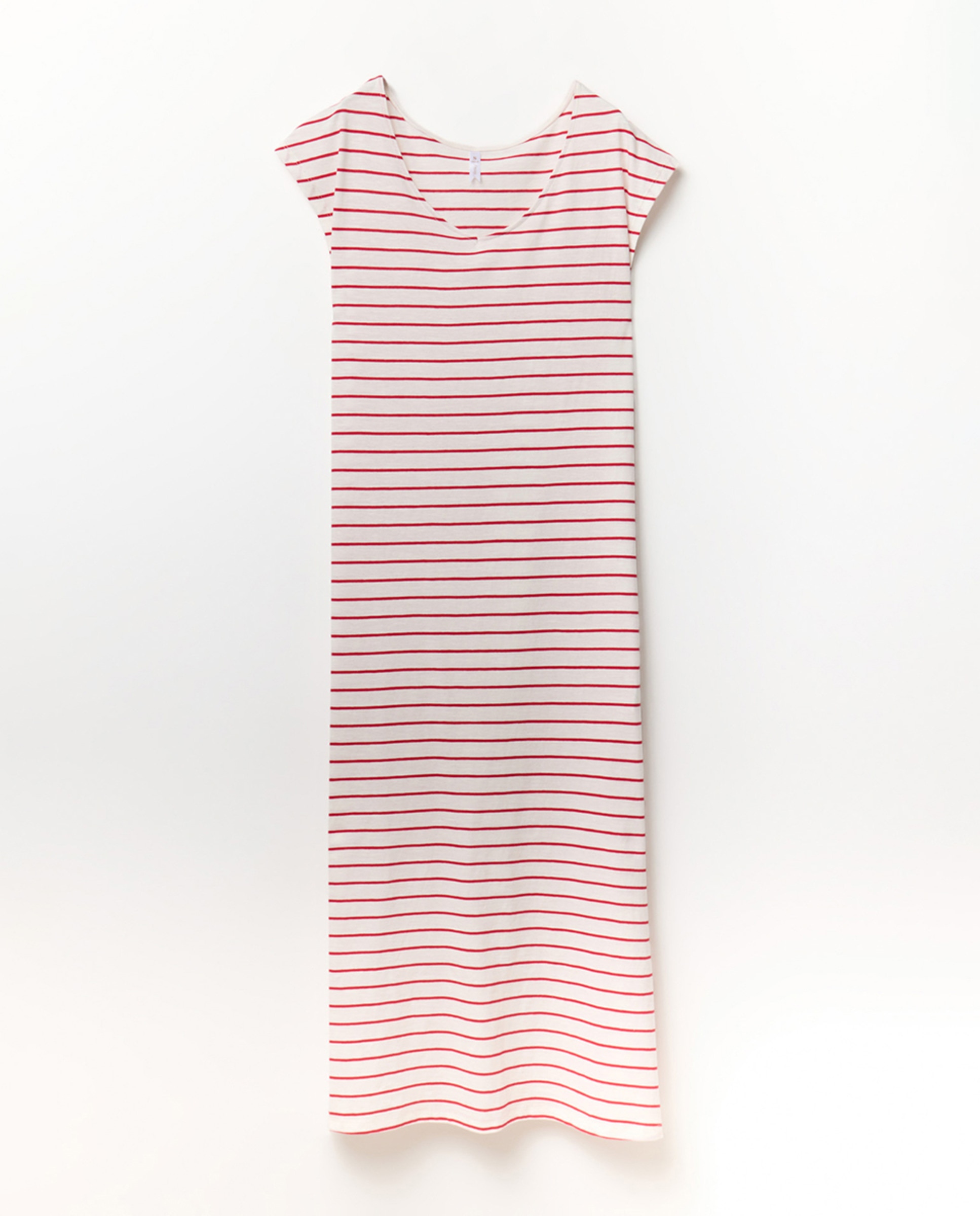 Vestido comprido às riscas Vermelho-6