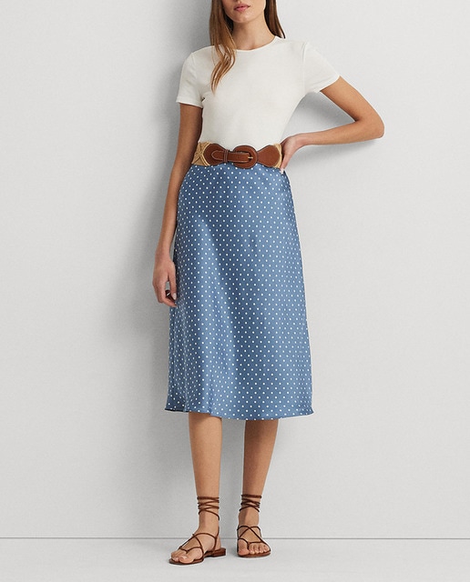 Imagen 0 de Falda midi sedosa con lunares
