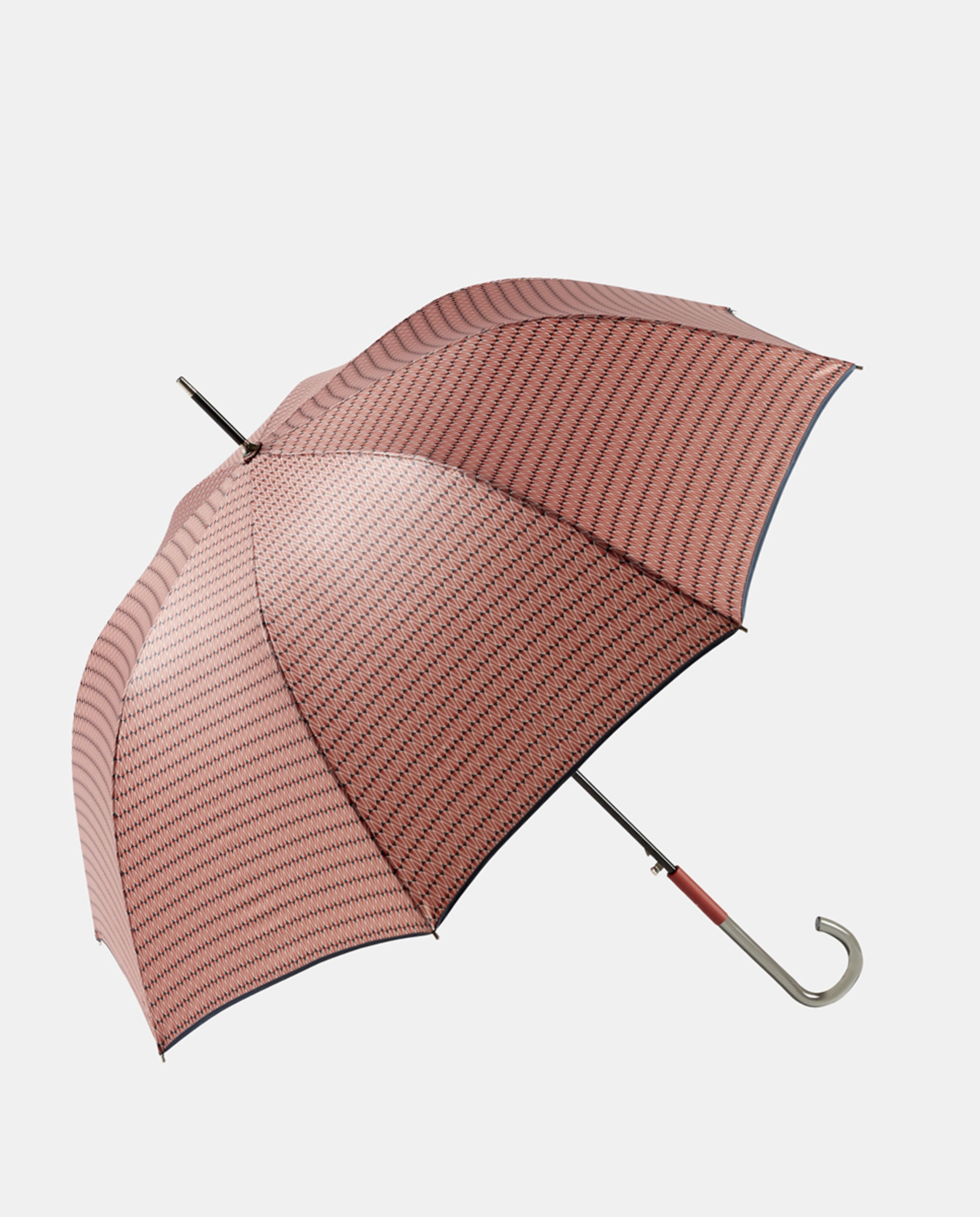 Guarda-Chuva Sra Automático de Alumínio com Varetas de Fibra de Vidro e Punho Curvo Vermelho-1