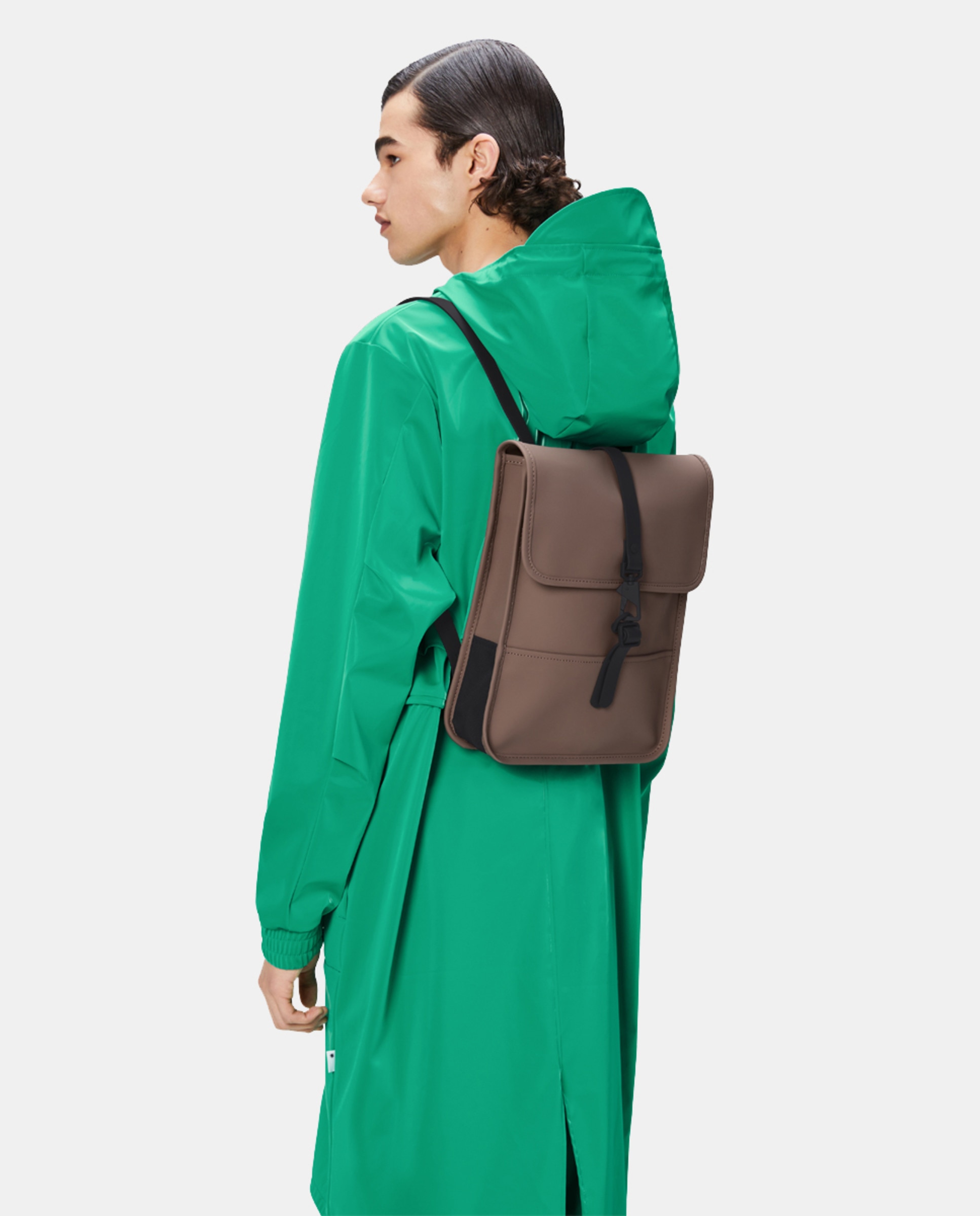 Mochila Pequena Micro Resistente à Água - Preto Castanho-5