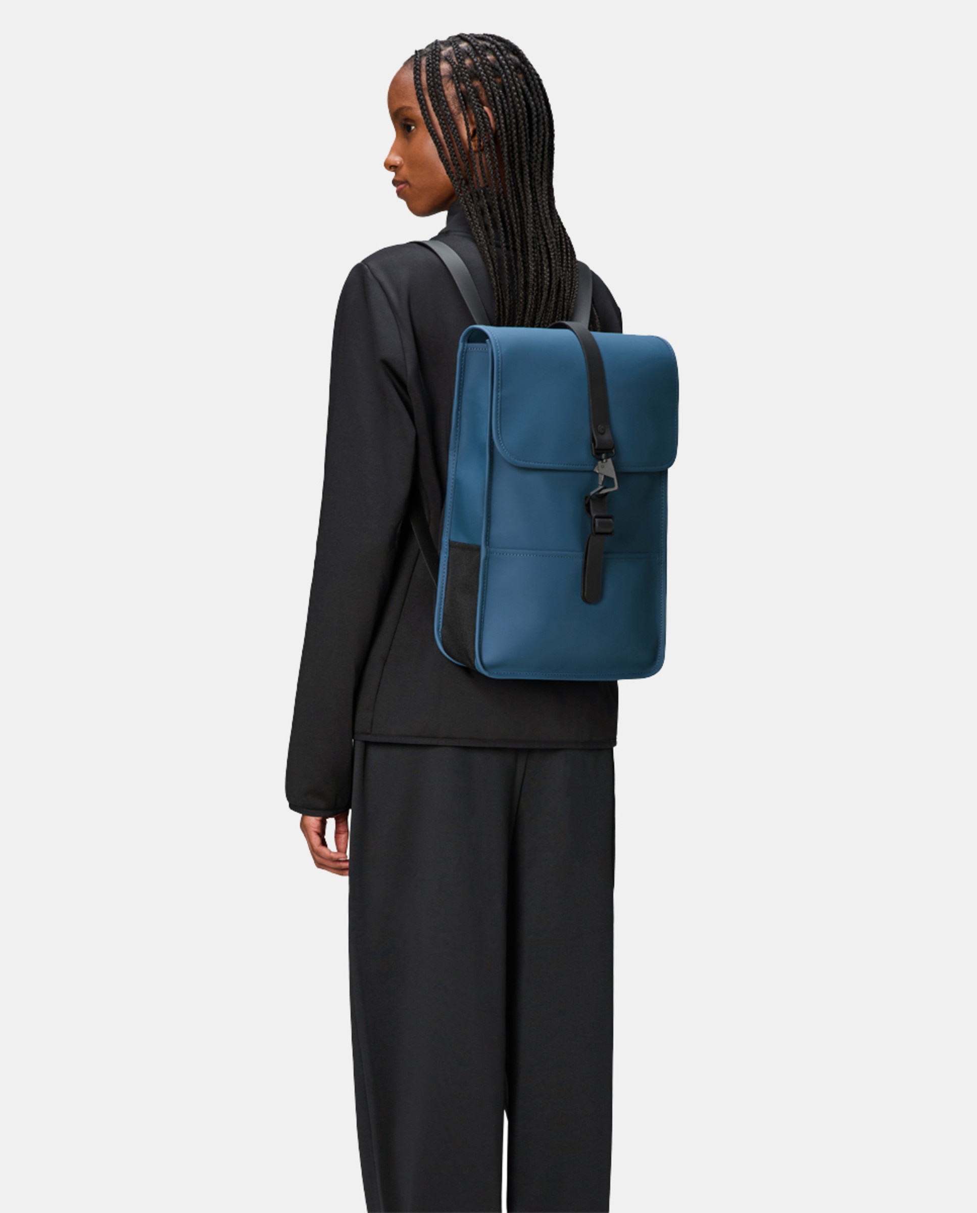 Mochila Média Mini Resistente à Água - Cinzento-Claro Mate Azul-3