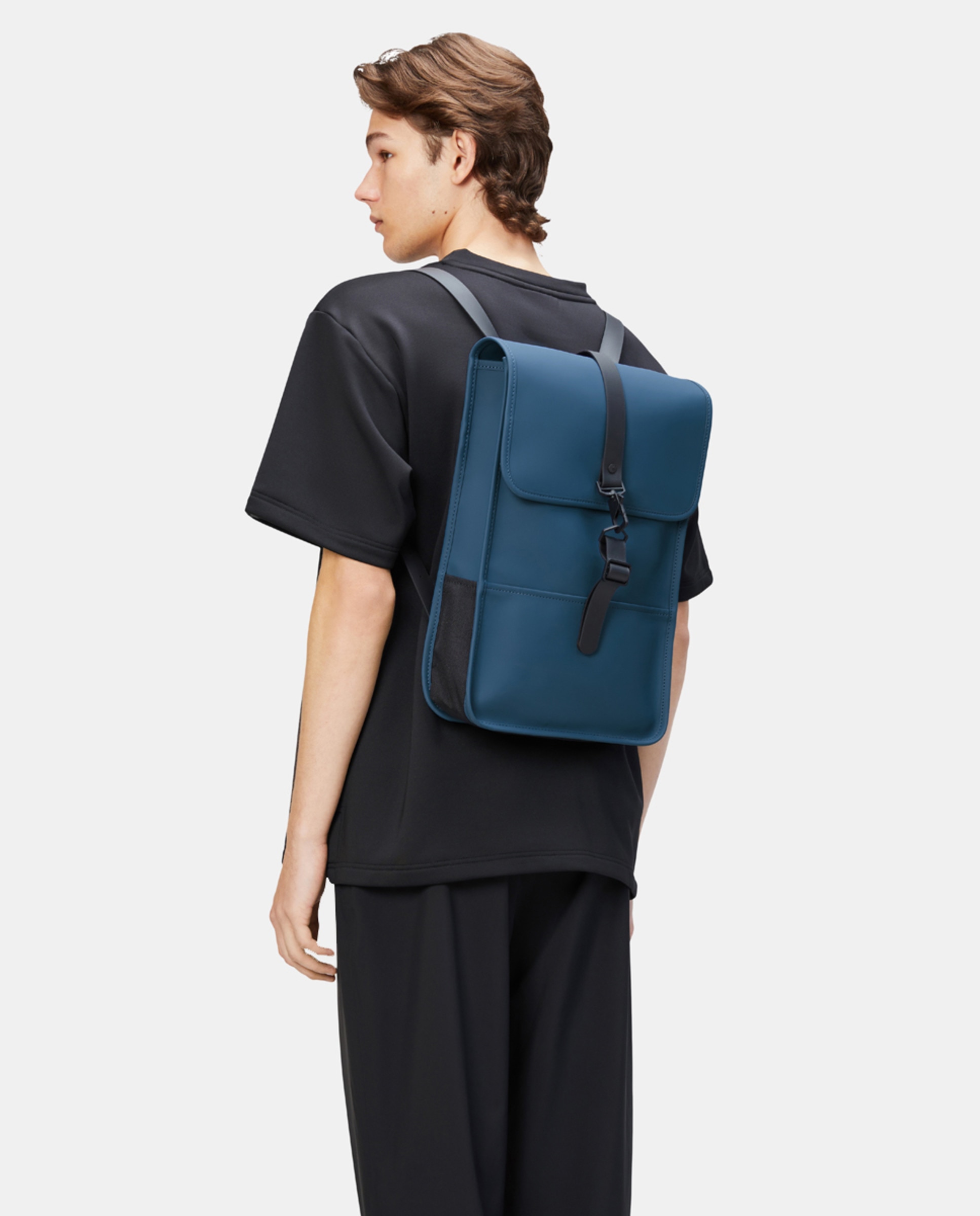 Mochila Média Mini Resistente à Água - Cinzento-Claro Mate Azul-4