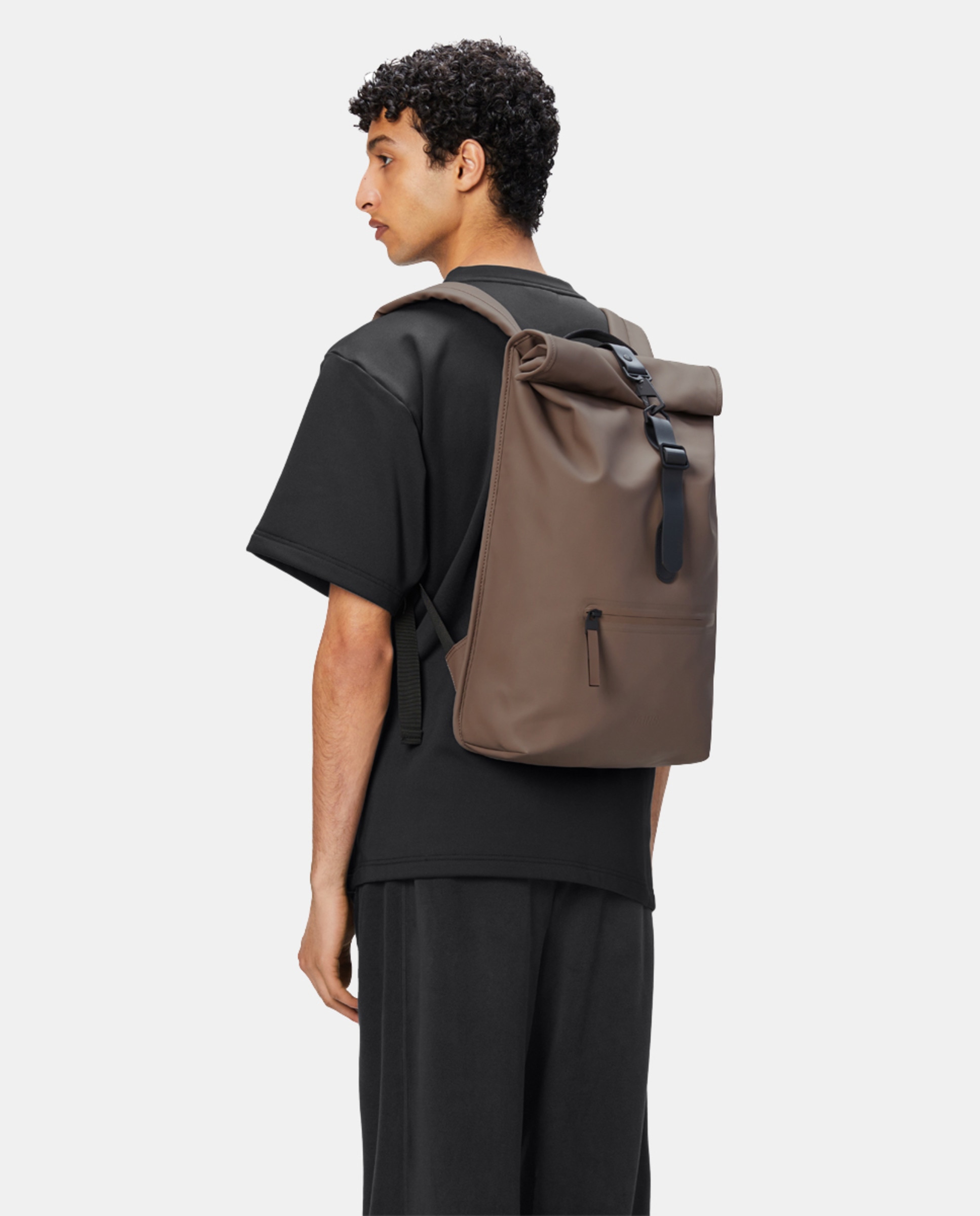 Mochila Grande Rolltop Rucksack Resistente à Água - Preto Castanho-5