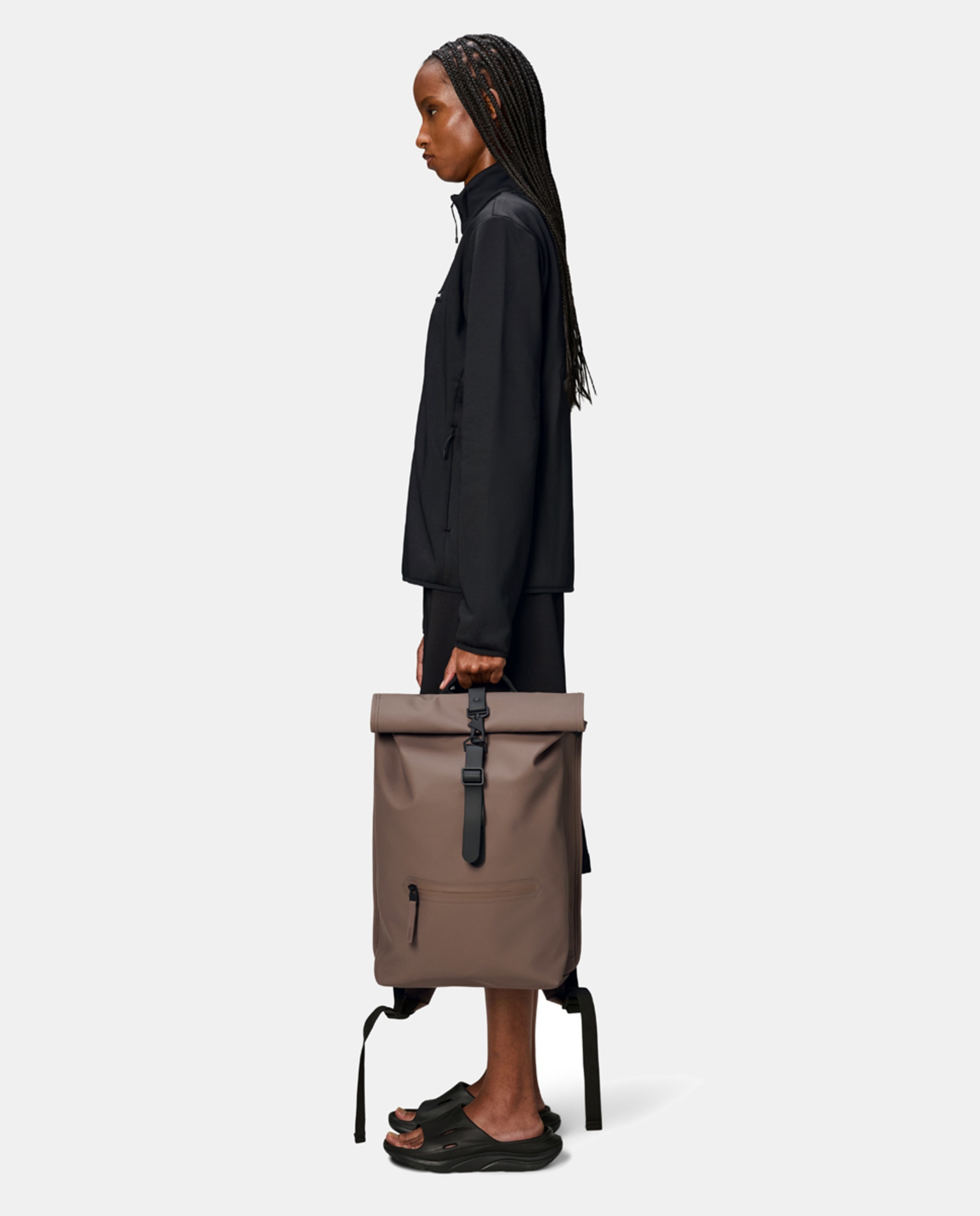 Mochila Grande Rolltop Rucksack Resistente à Água - Preto Castanho-4
