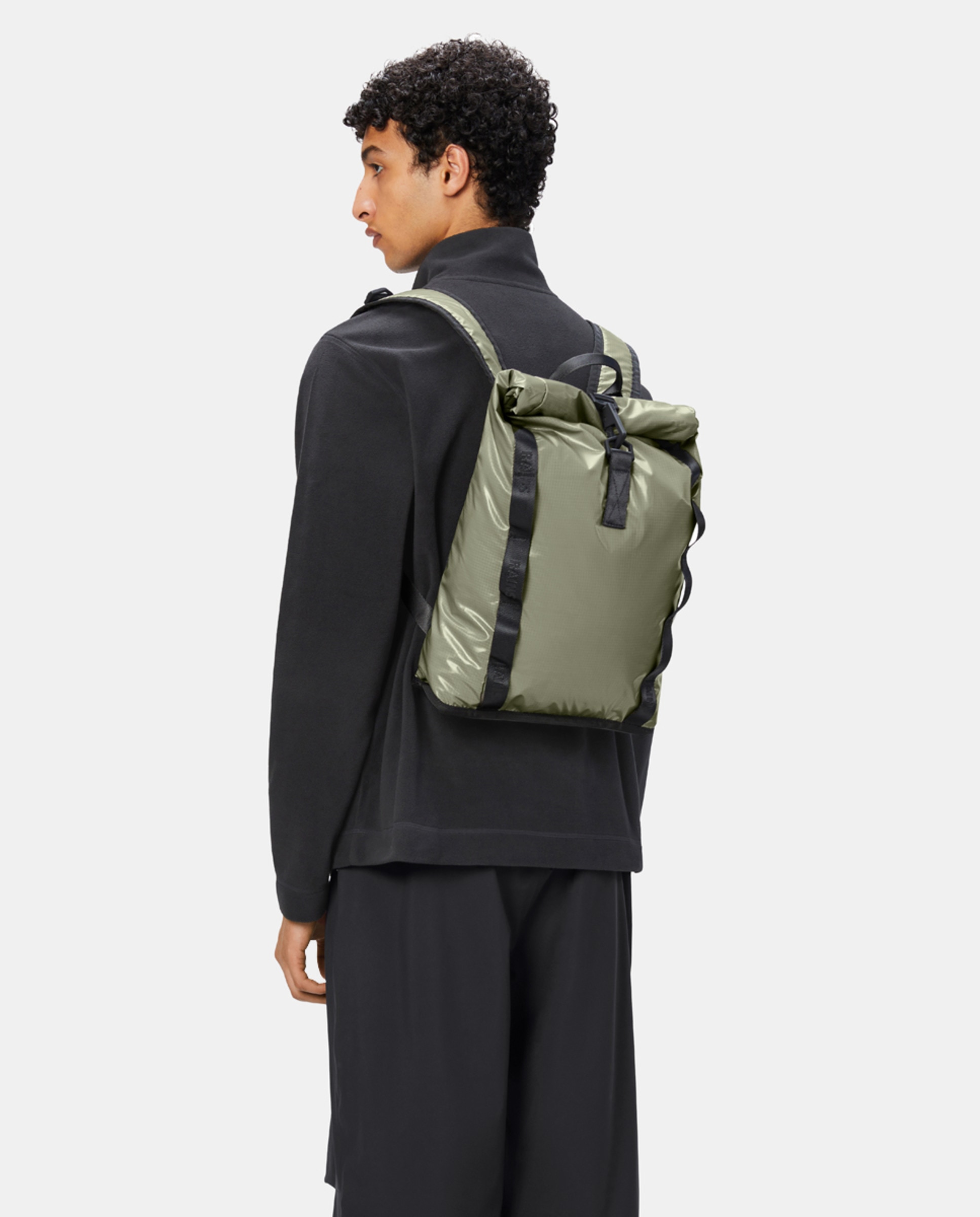 Mochila Sibu Rolltiop Rucksack Mini - Preto Verde-claro-4