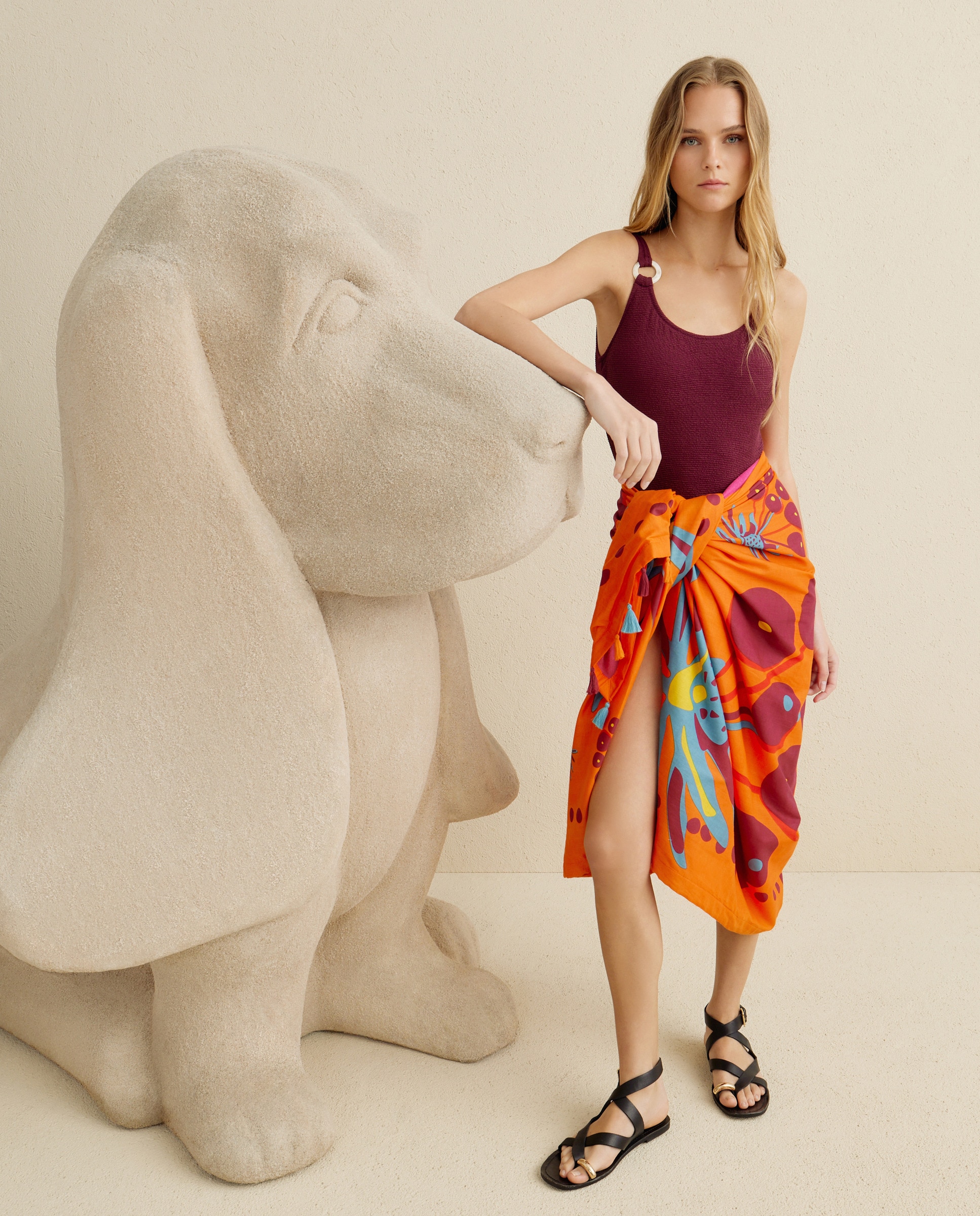 Toalha de Praia com Estampado de Selva 660 Laranja-4