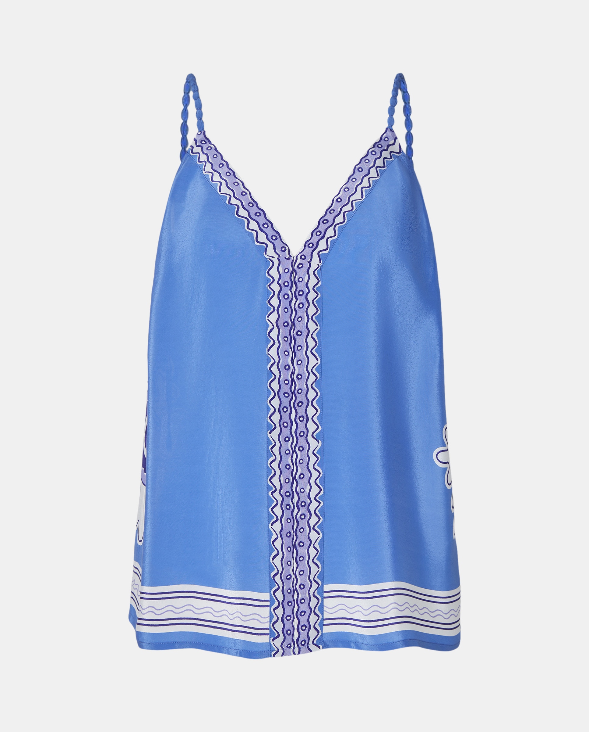 Blusa de Alças com Estampado Posicional Azul Tinta-4