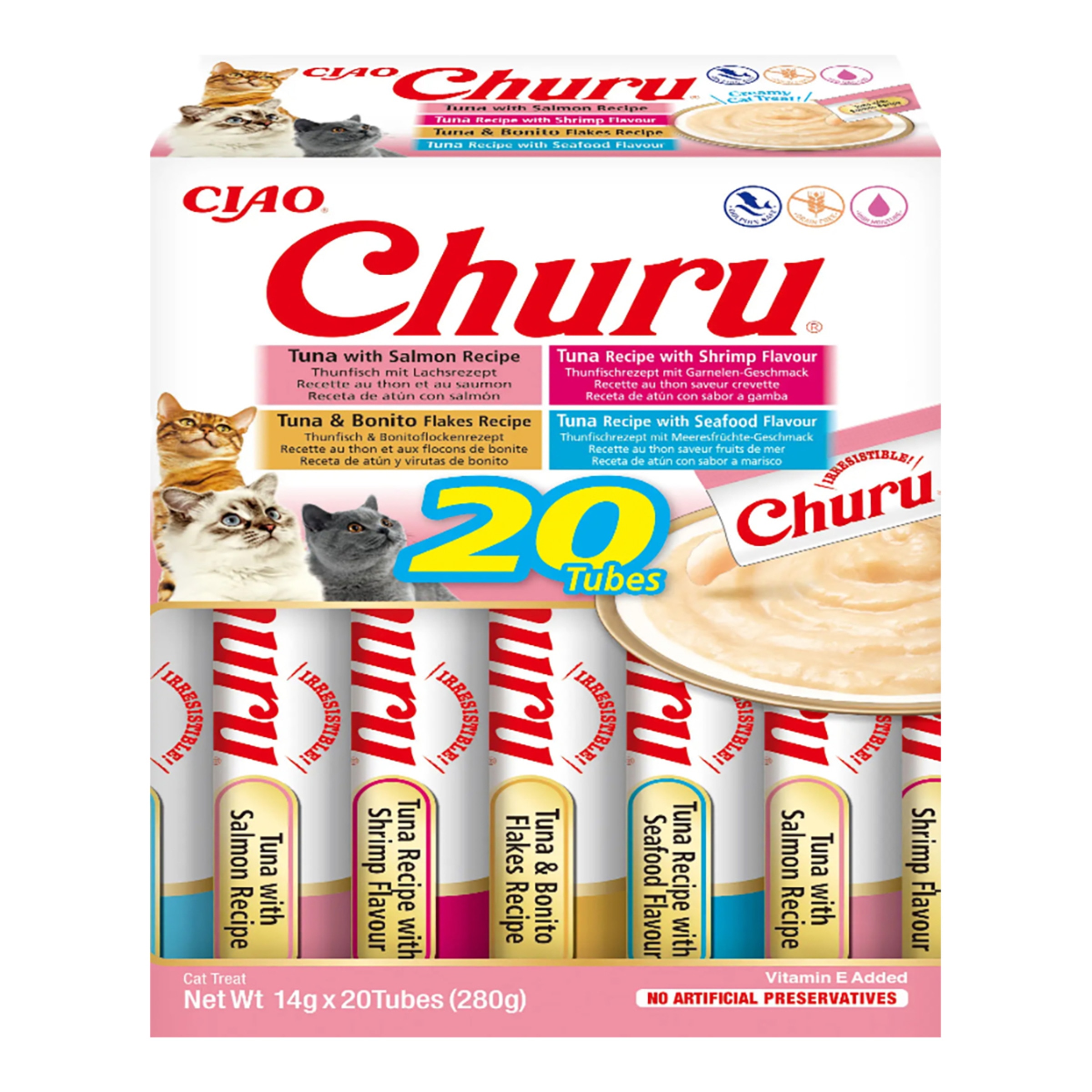 Snack para gatos adultos Churu variedades de marisco 20 x 14 g 1