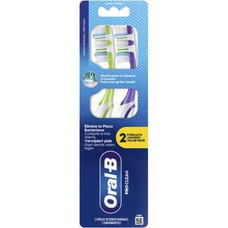 Pro Clean cepillo dental medio elimina laplaca blister 2 unidades - Oral B