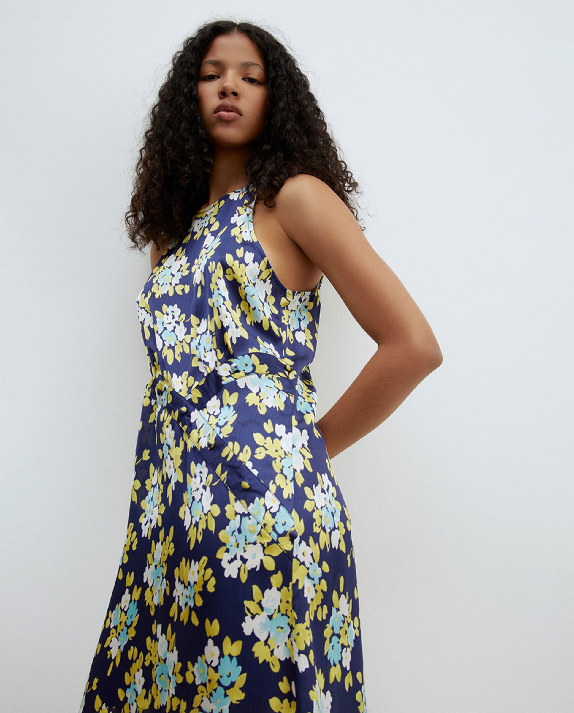 Vestido Halter com Botões Azul-marinho-2