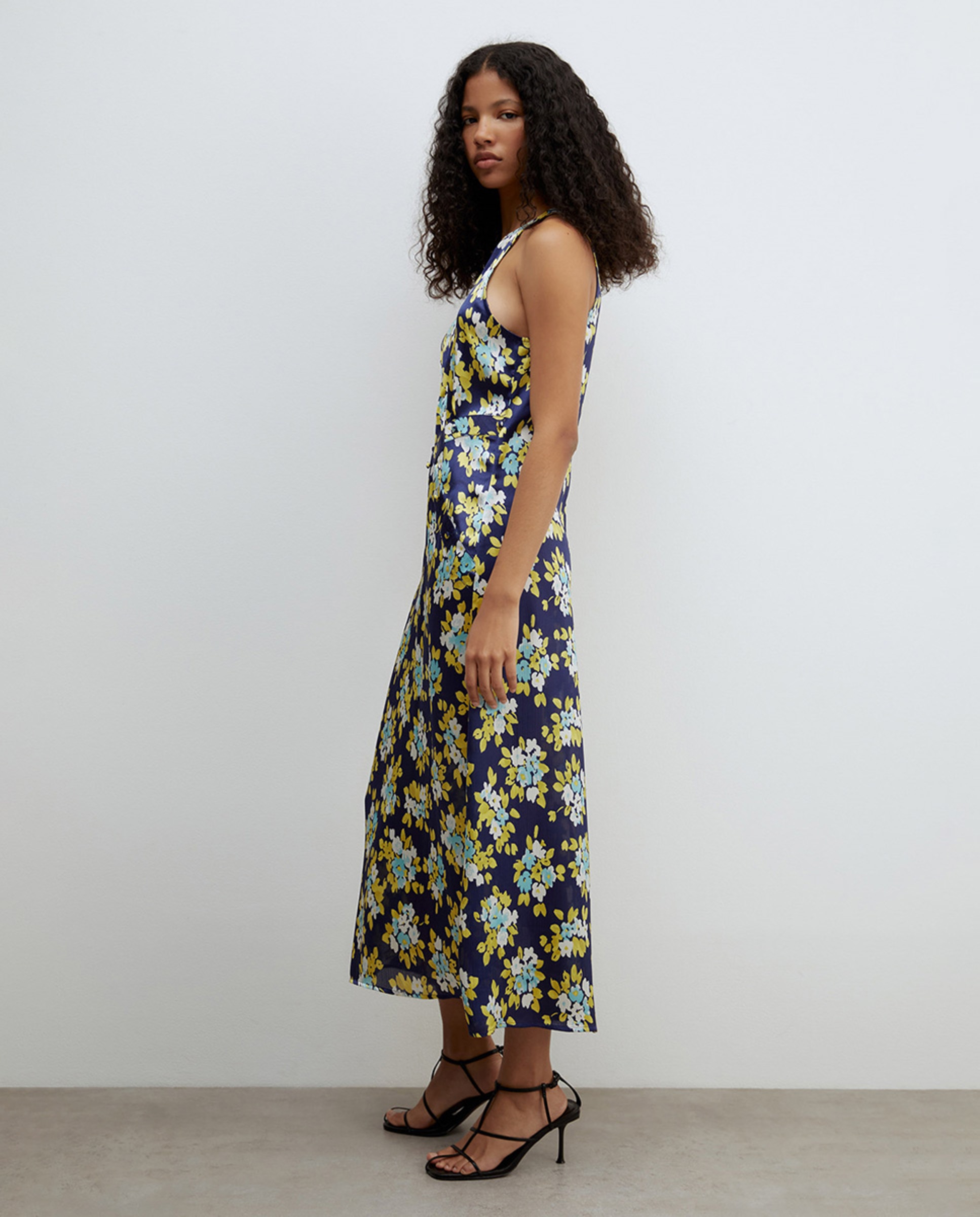 Vestido Halter com Botões Azul-marinho-4