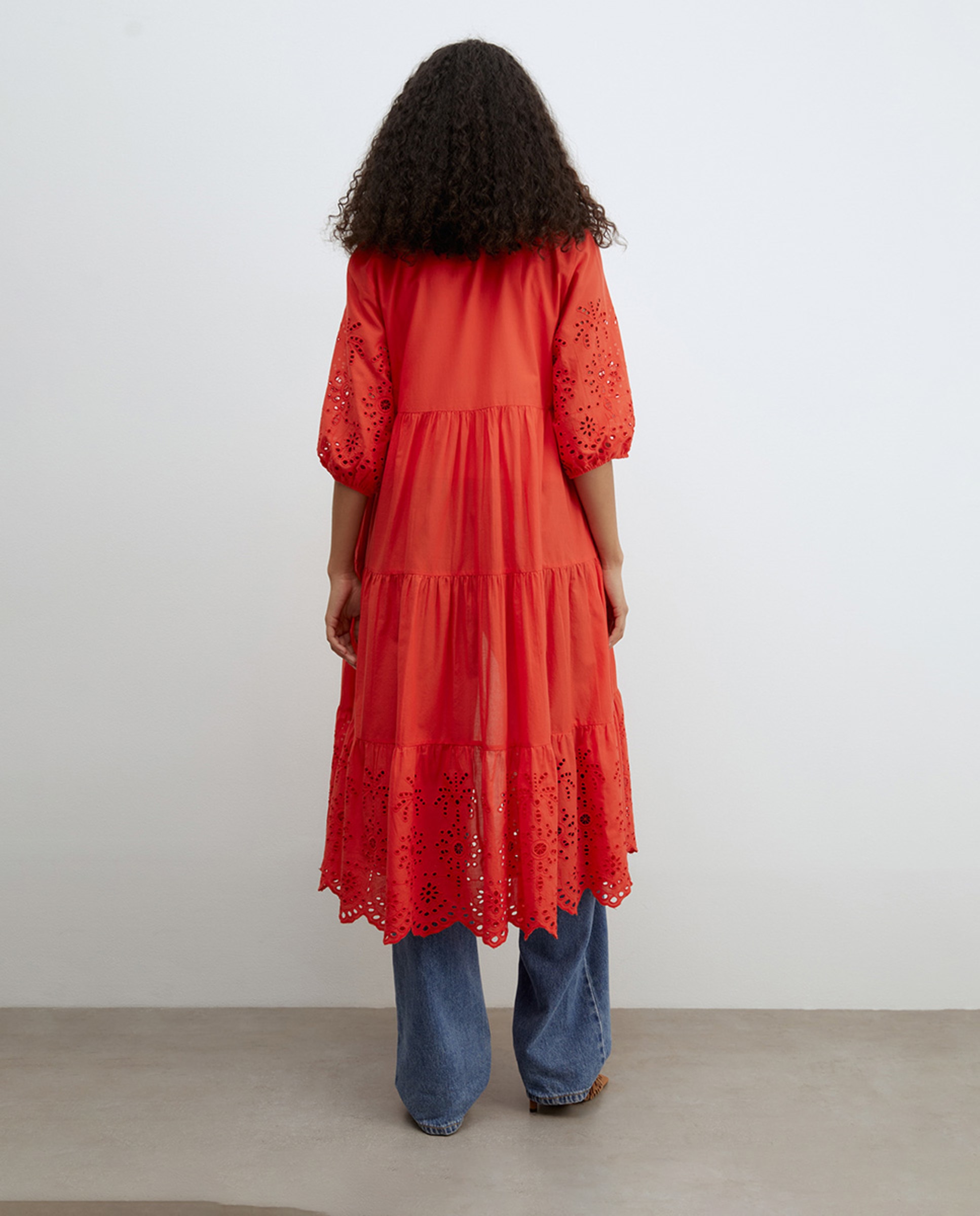 Vestido Camiseiro Schiffly Vermelho-6