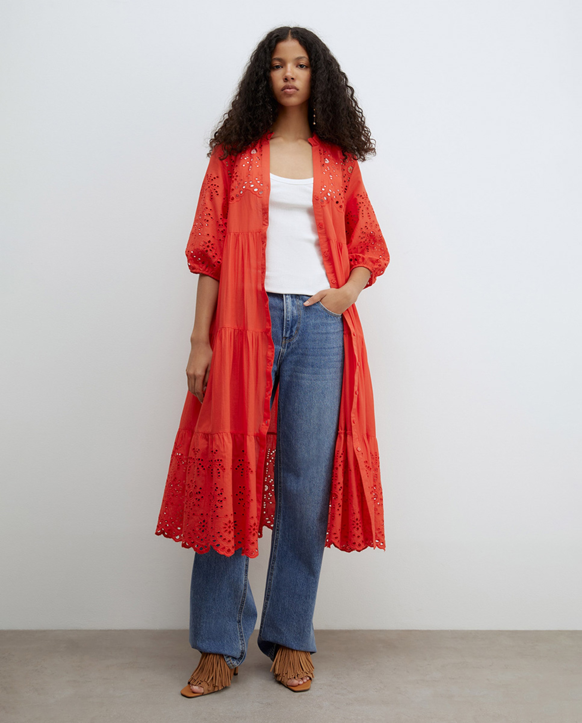 Vestido Camiseiro Schiffly Vermelho-2