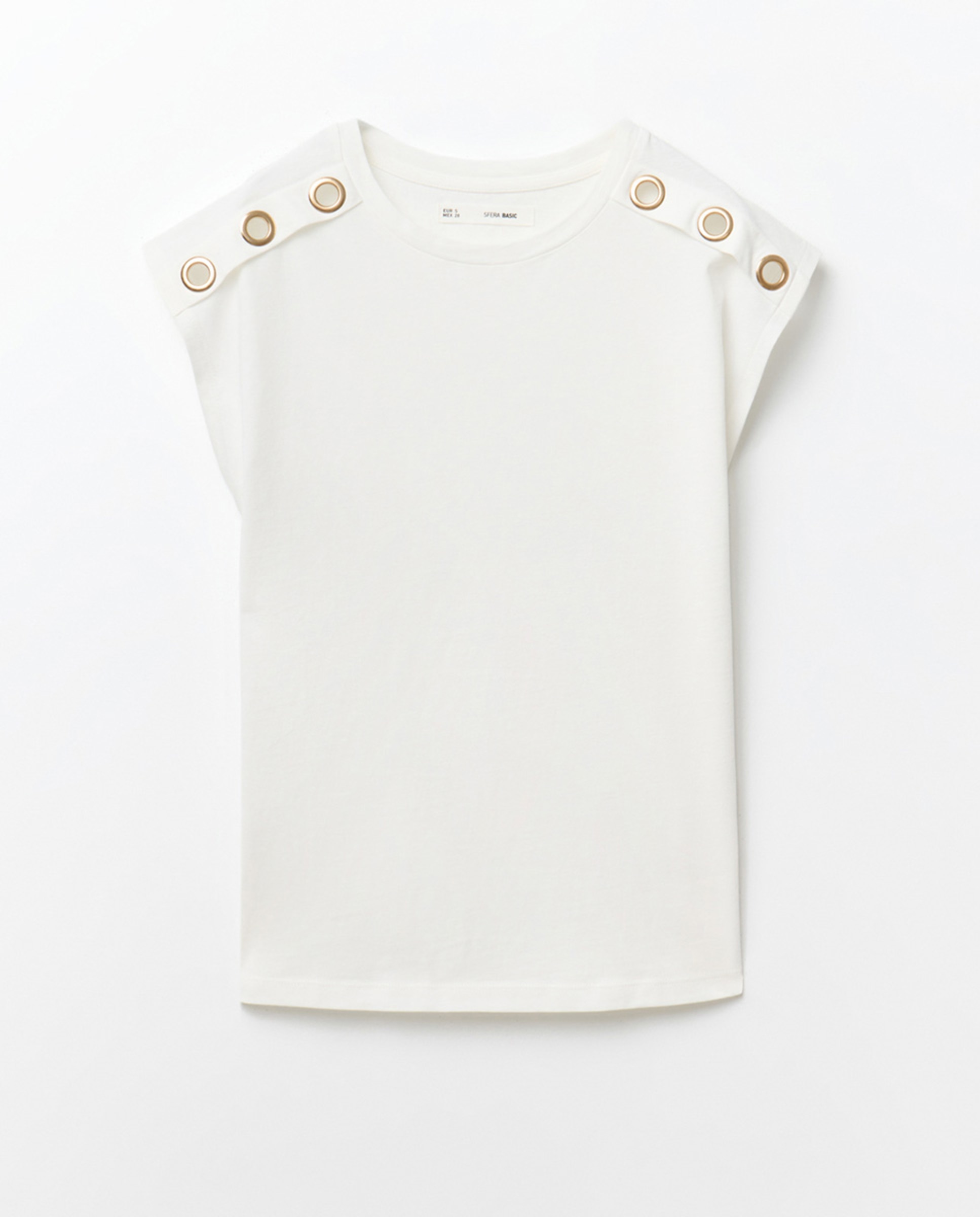 T-shirt com Ilhós Metálicos Branco-6