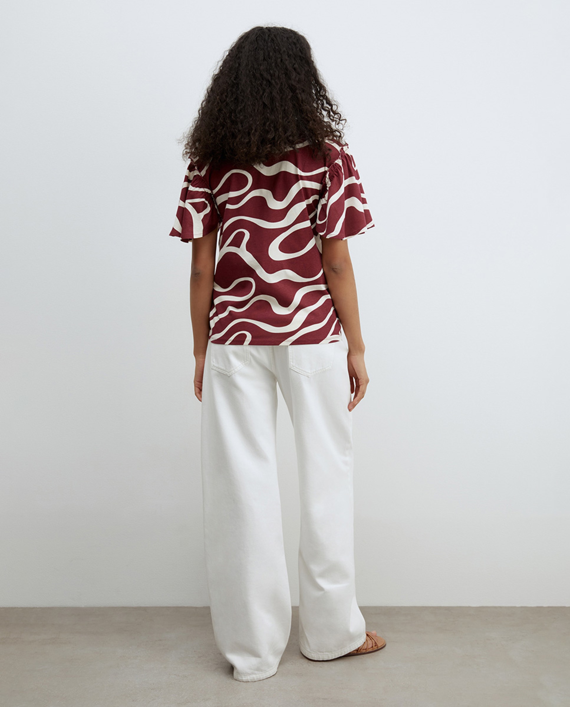 T-shirt Estampada com Folho Bordeaux-5
