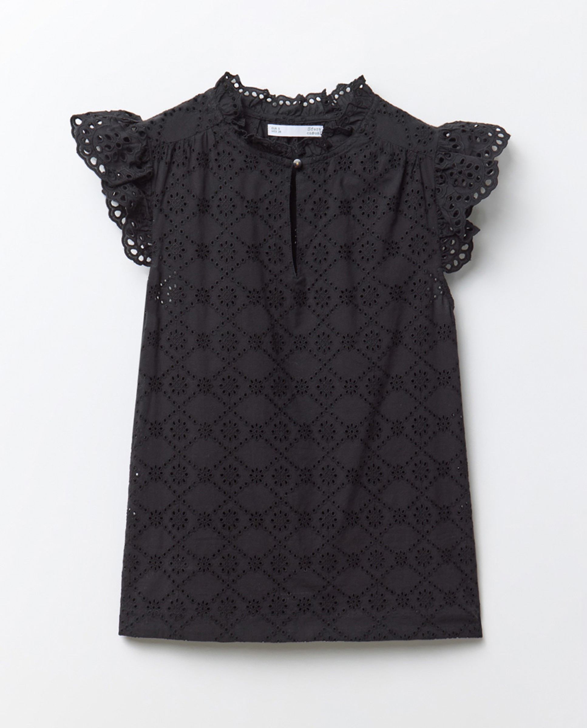 Blusa Perfurada com Folho Preto-5