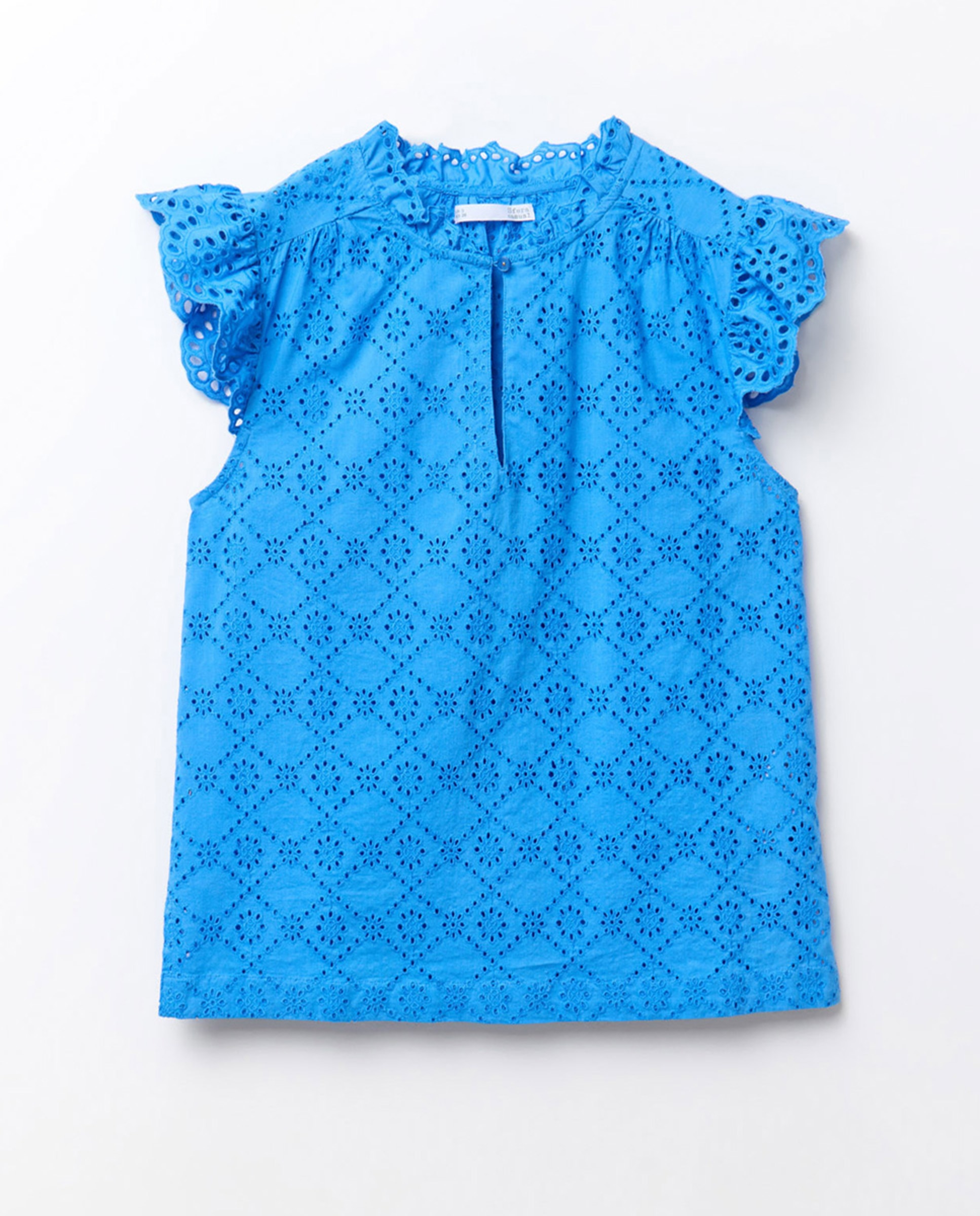 Blusa Perfurada com Folho Azul-7