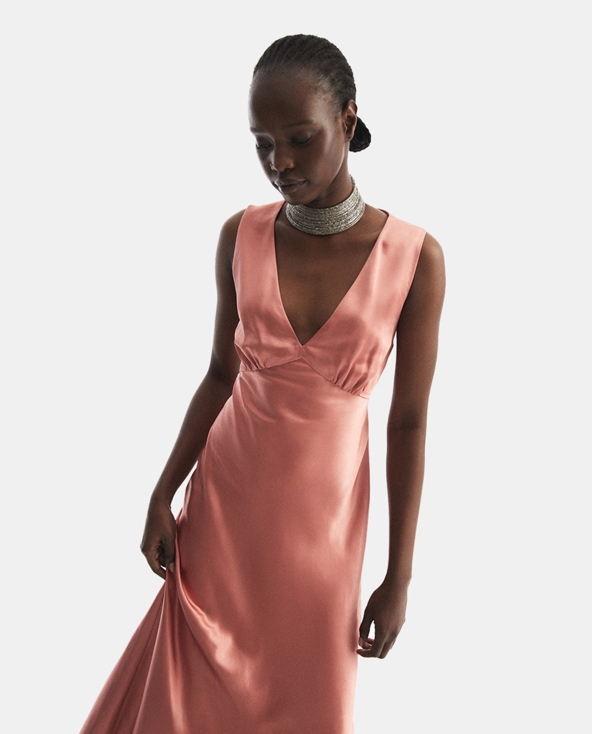 Vestido de Festa em Cetim Rosa-claro-2