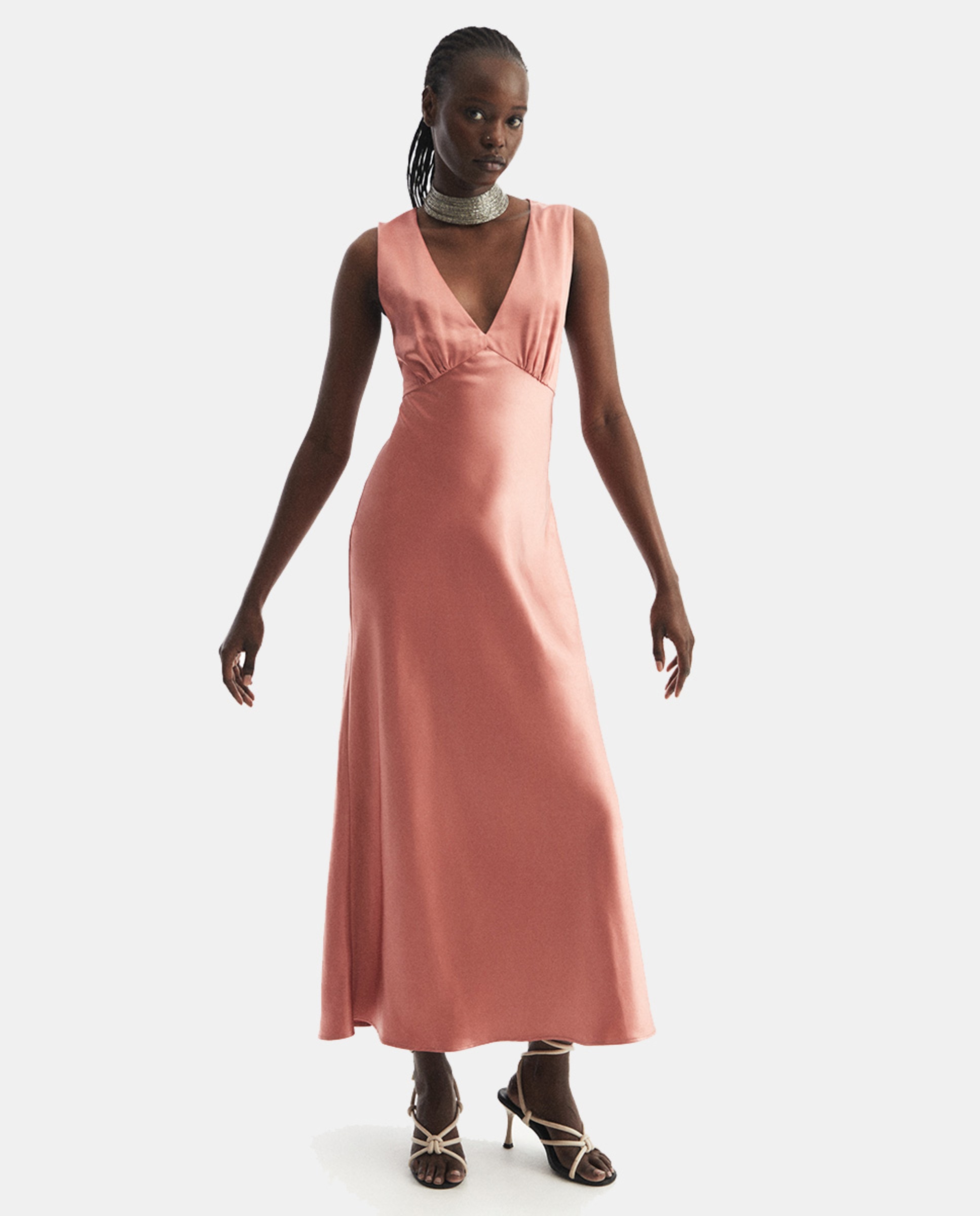 Vestido de Festa em Cetim Rosa-claro-1