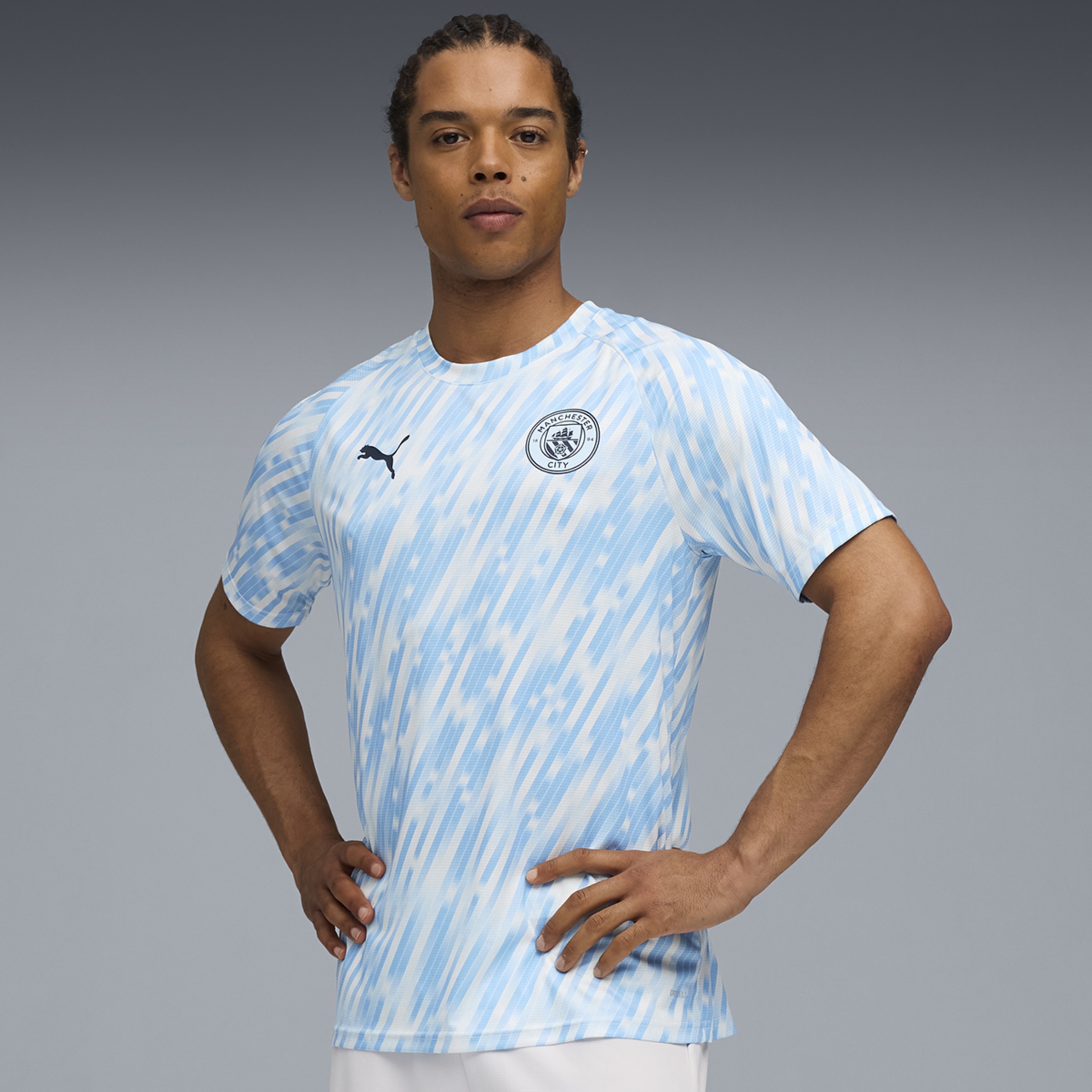 T-shirt de Futebol de Homem MCFC Warm Up Jersey Azul-1