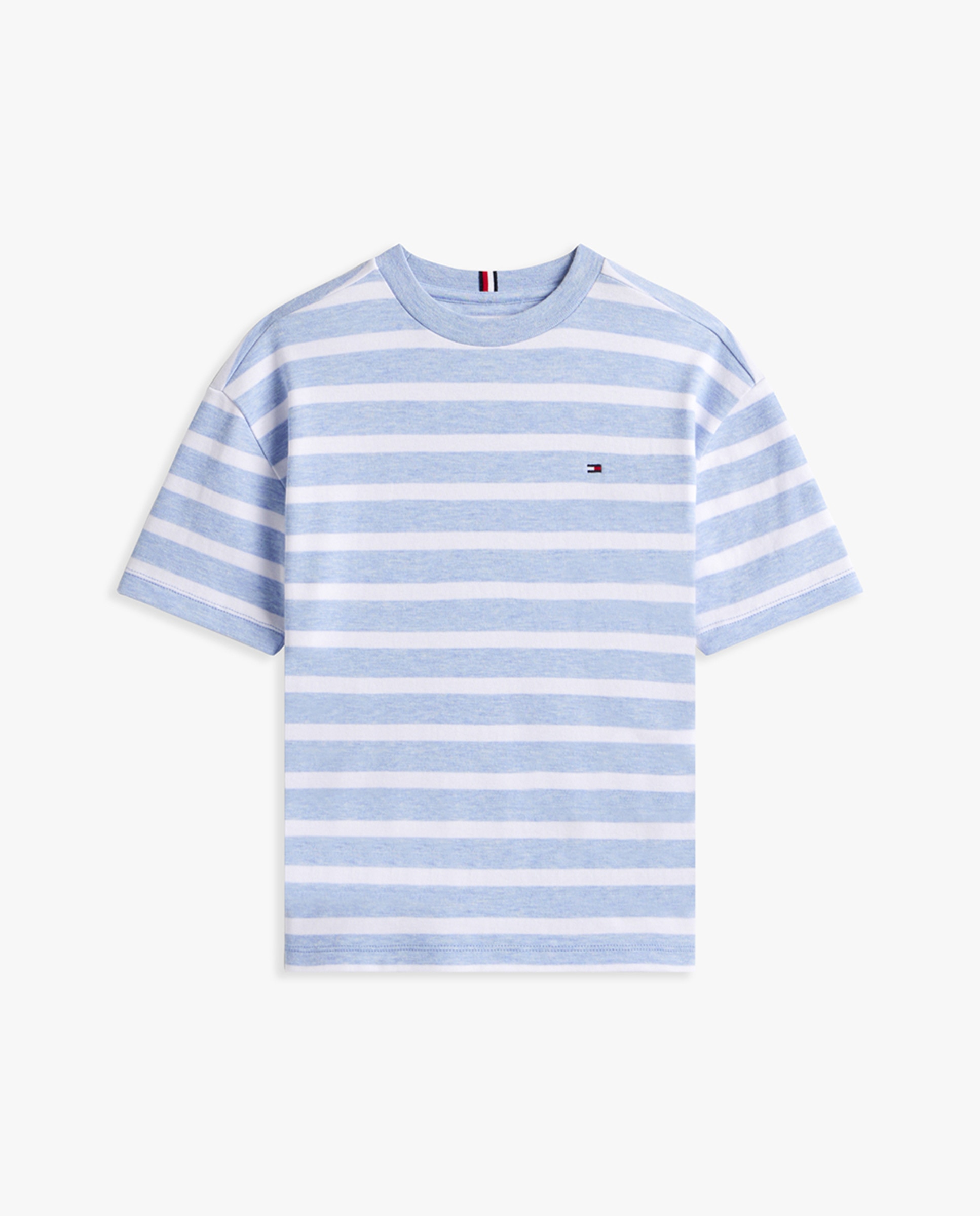 T-shirt de Manga Curta e Logótipo Bordado no Peito Azul-5