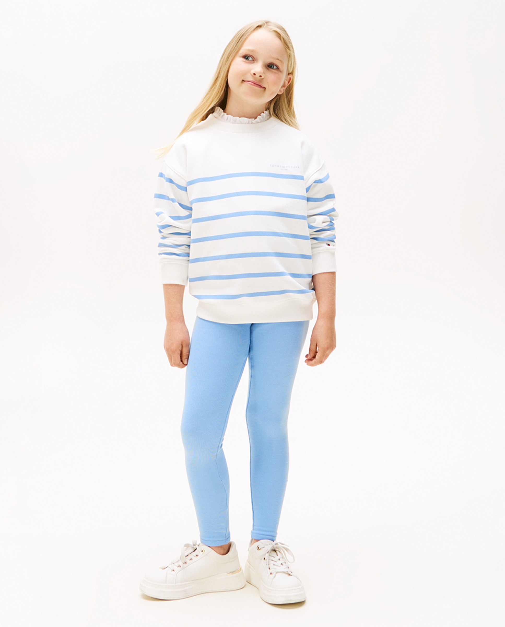 Sweatshirt às Riscas com Decote Redondo Branco-5