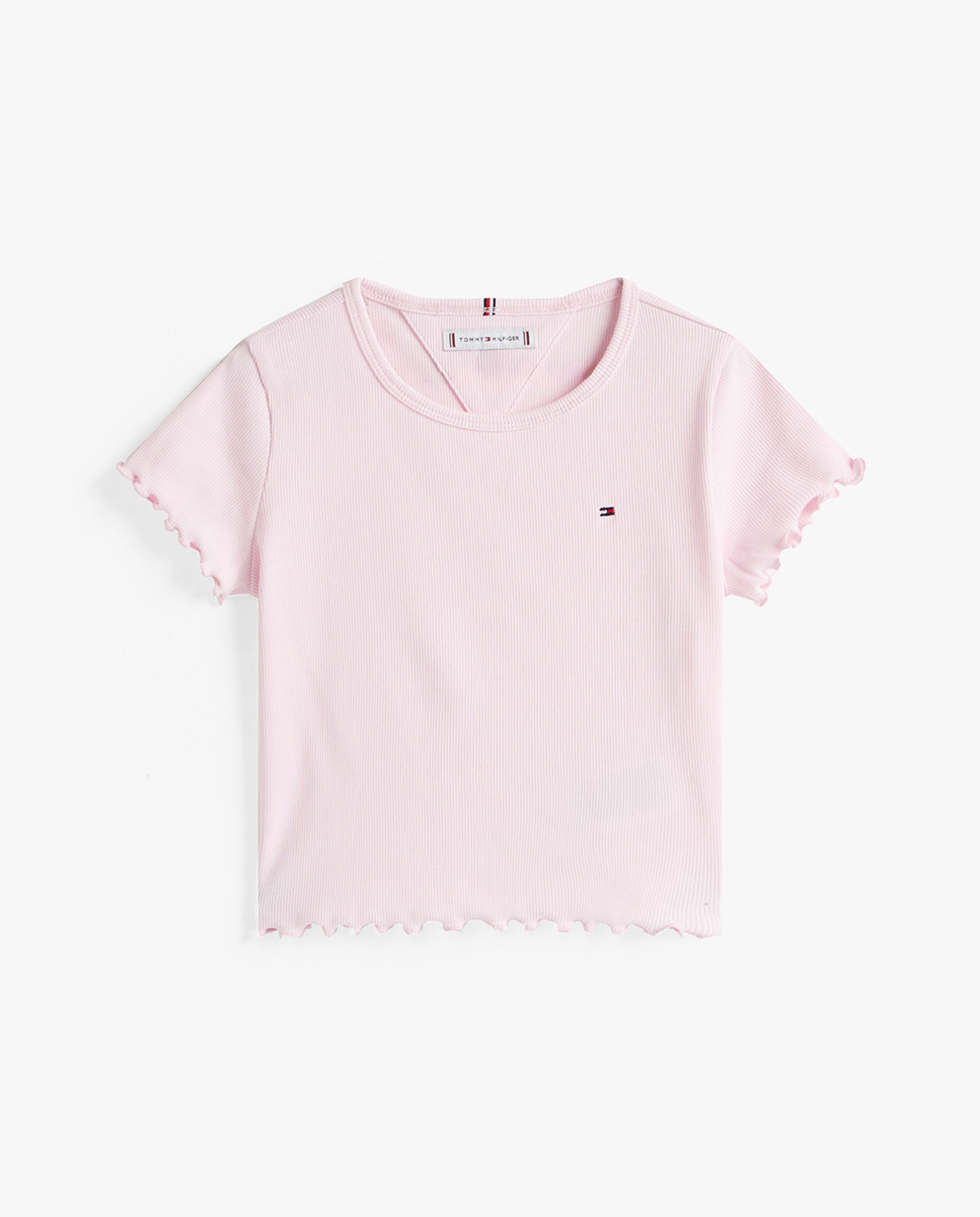 T-shirt de Manga Curta Canelada Rosa-5