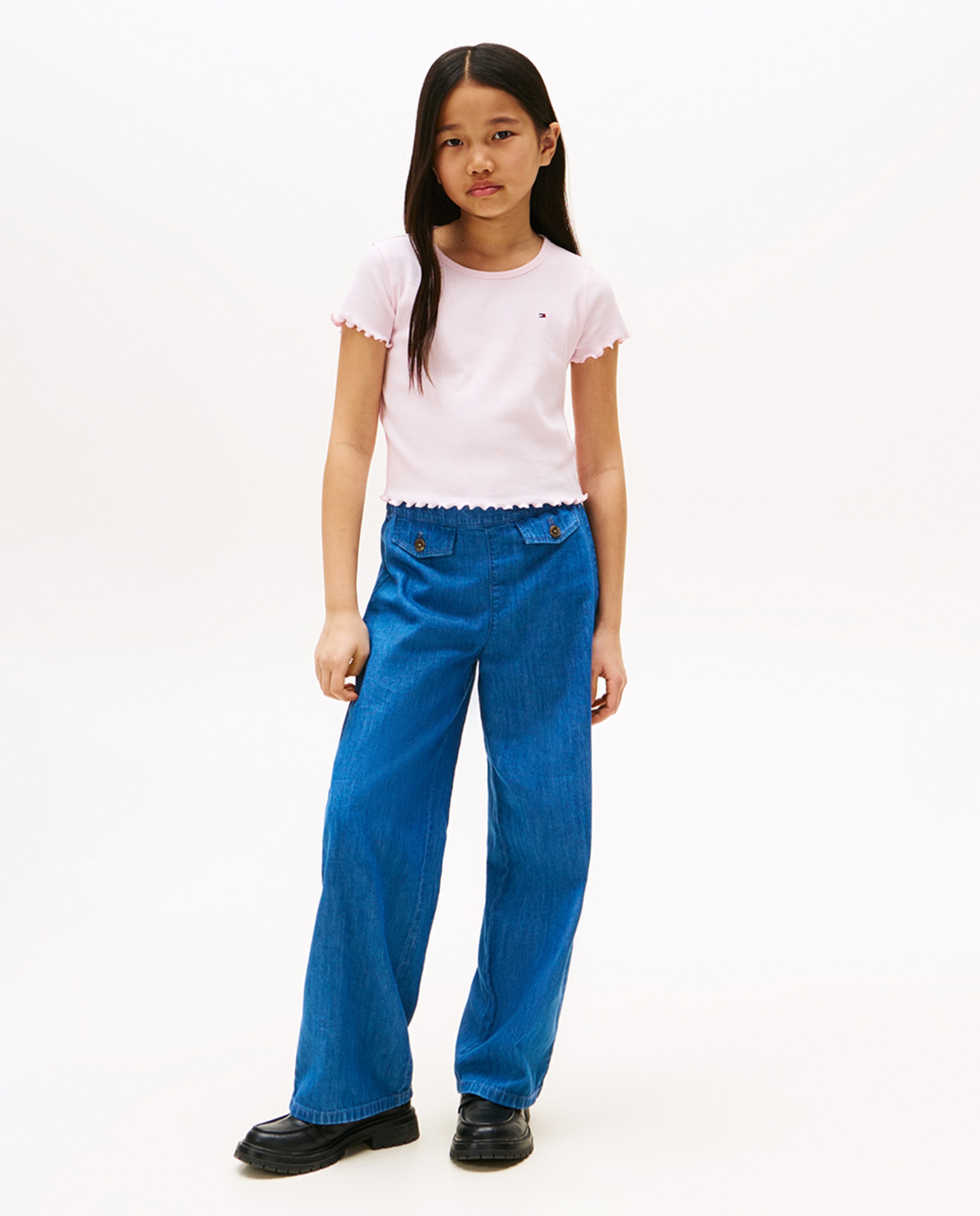 T-shirt de Manga Curta Canelada Rosa-4