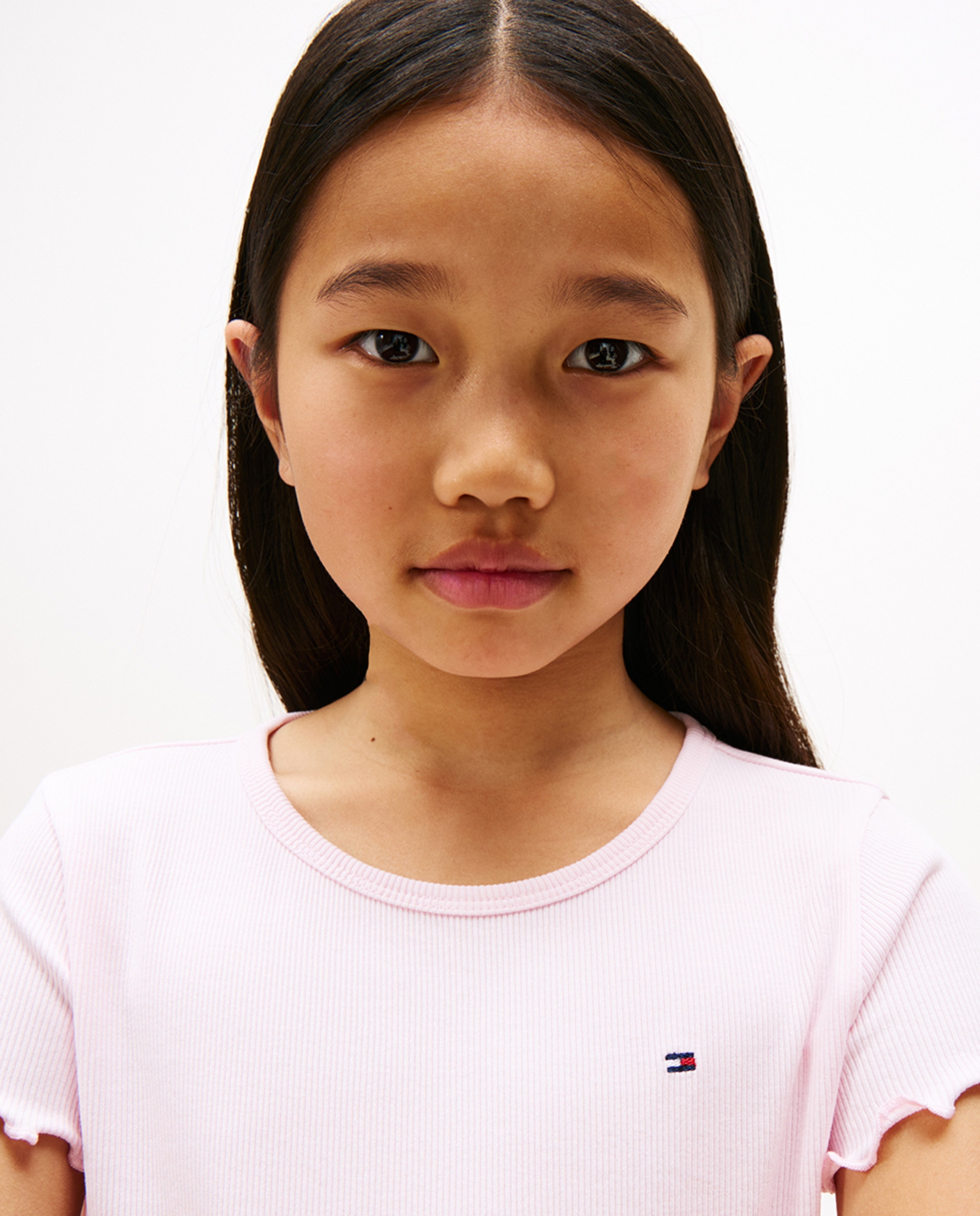 T-shirt de Manga Curta Canelada Rosa-3