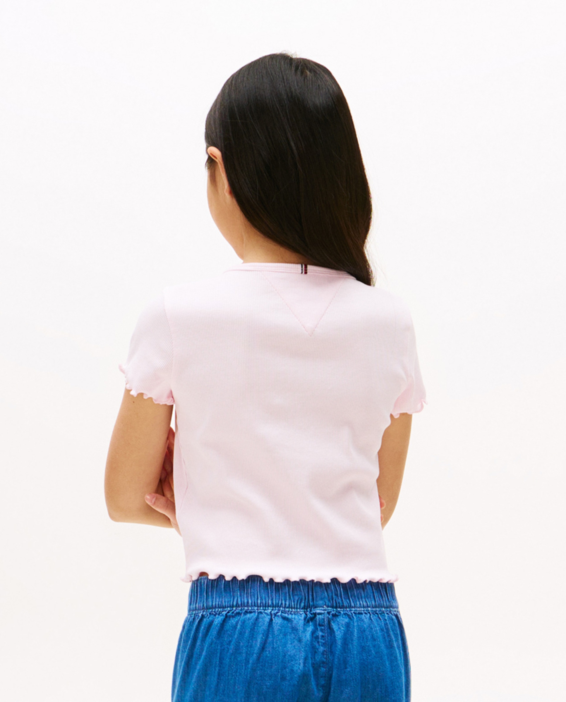 T-shirt de Manga Curta Canelada Rosa-2