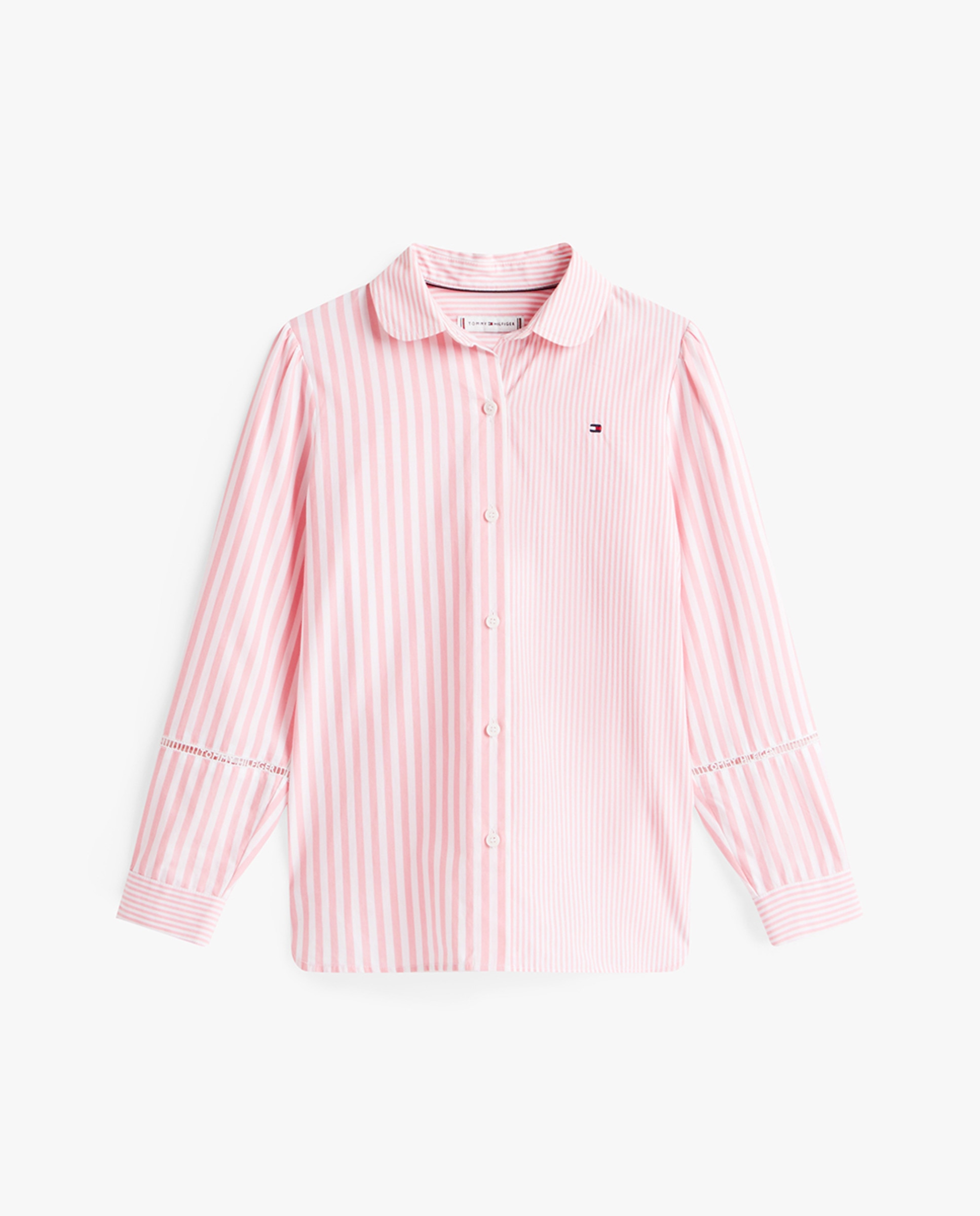 Camisa às Riscas com Manga Comprida Rosa-5