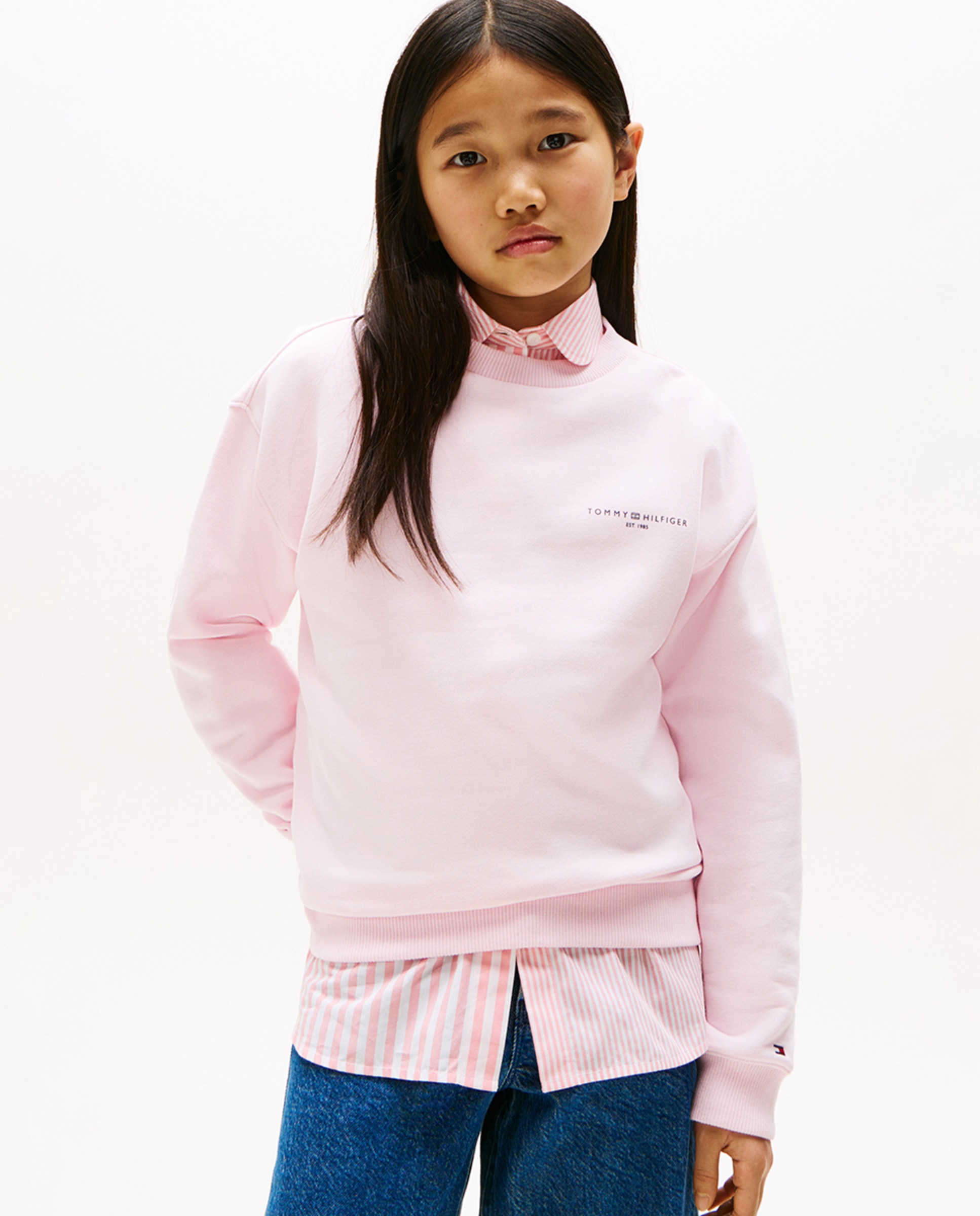 Camisa às Riscas com Manga Comprida Rosa-1