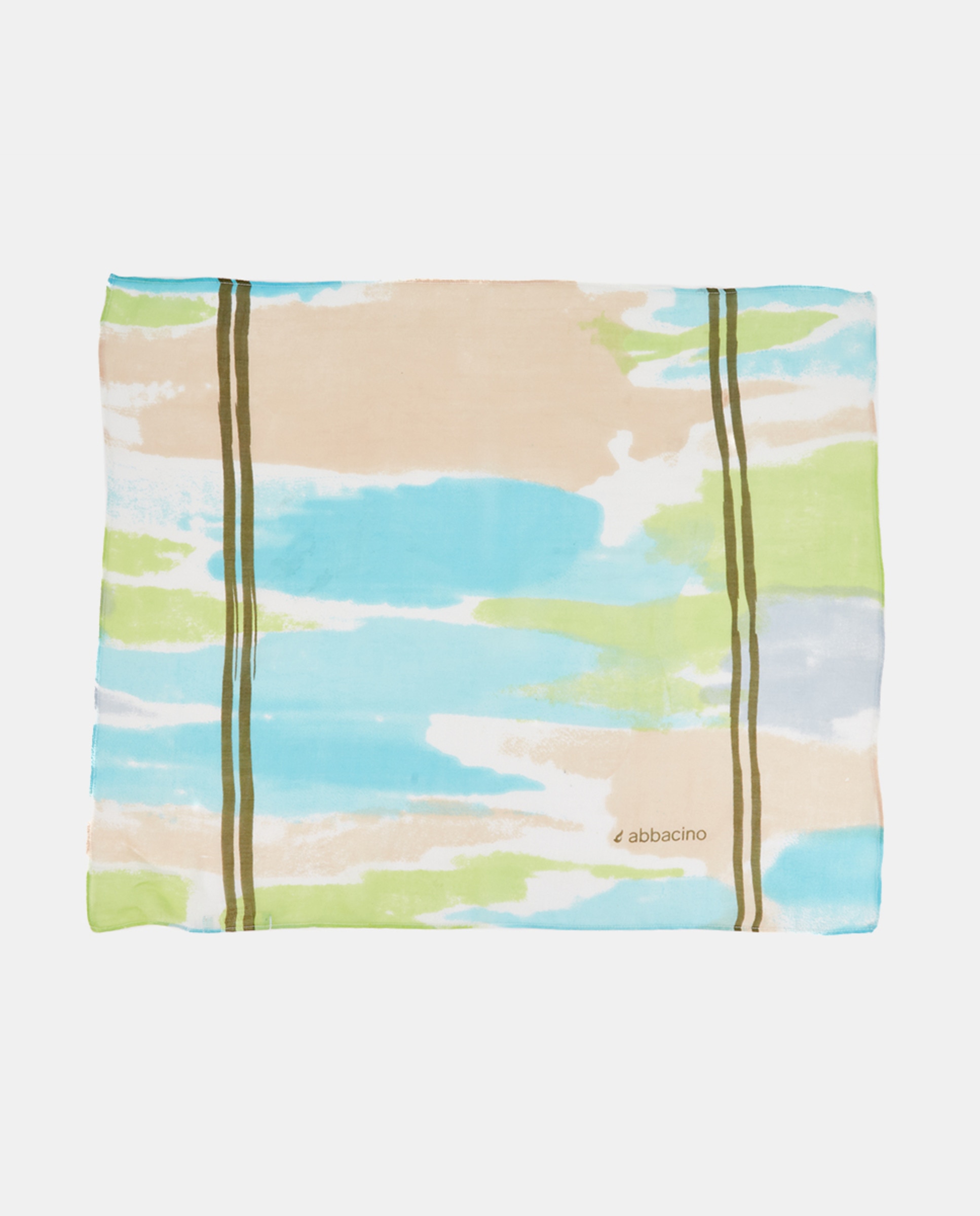 Bandana de Seda e Modal Oceans Diary com Estampado de Aquarela Verde-3