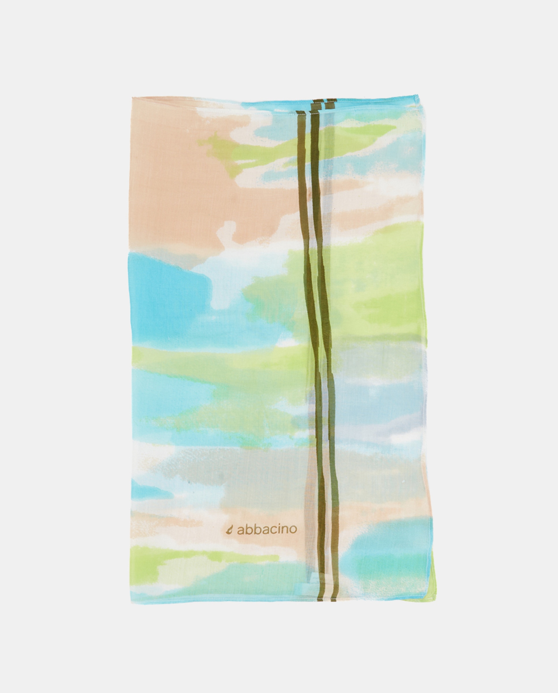 Bandana de Seda e Modal Oceans Diary com Estampado de Aquarela Verde-2