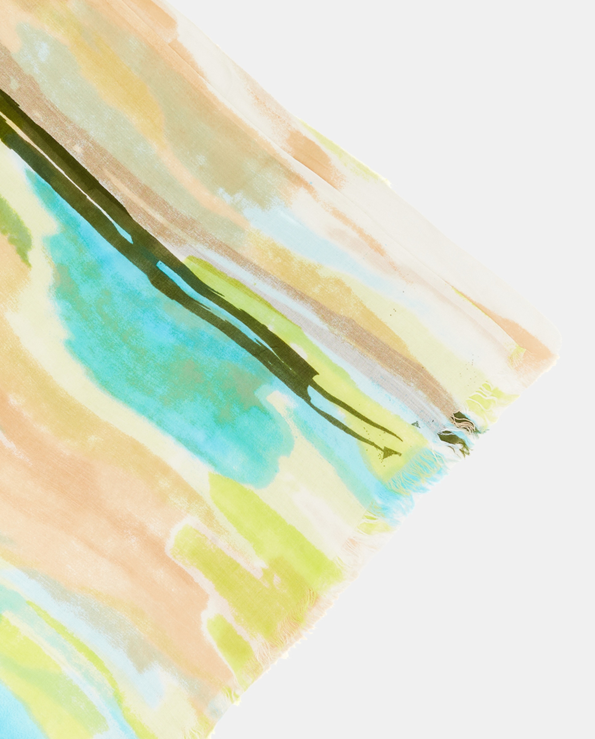 Lenço de Viscose Oceans Diary com Estampado de Aquarela Verde-5