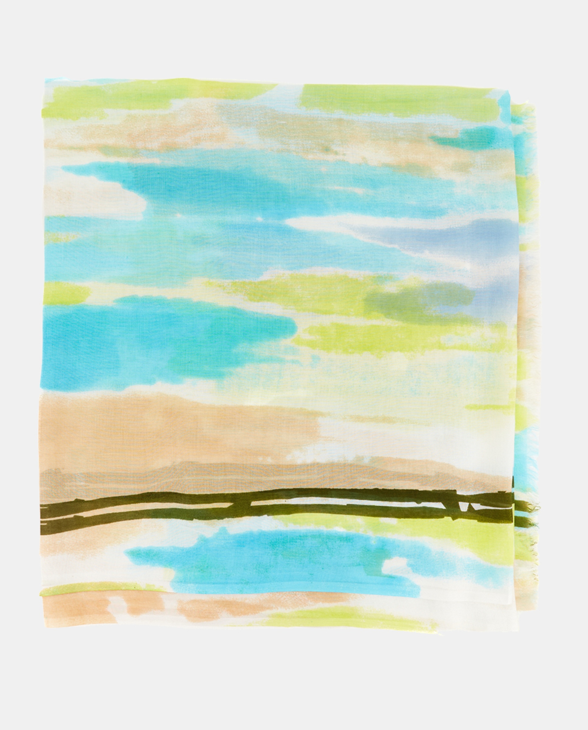 Lenço de Viscose Oceans Diary com Estampado de Aquarela Verde-3