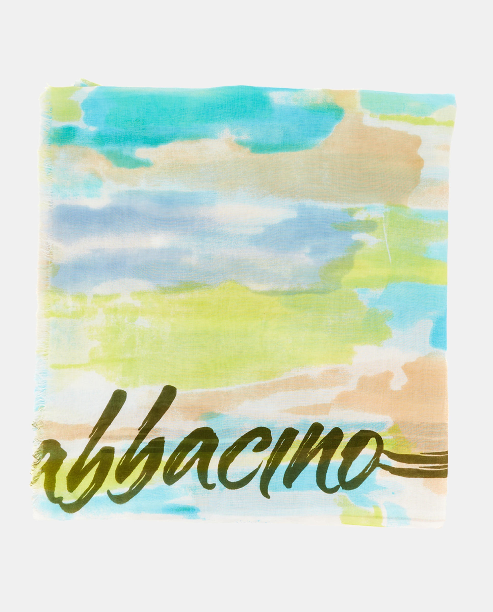 Lenço de Viscose Oceans Diary com Estampado de Aquarela Verde-2