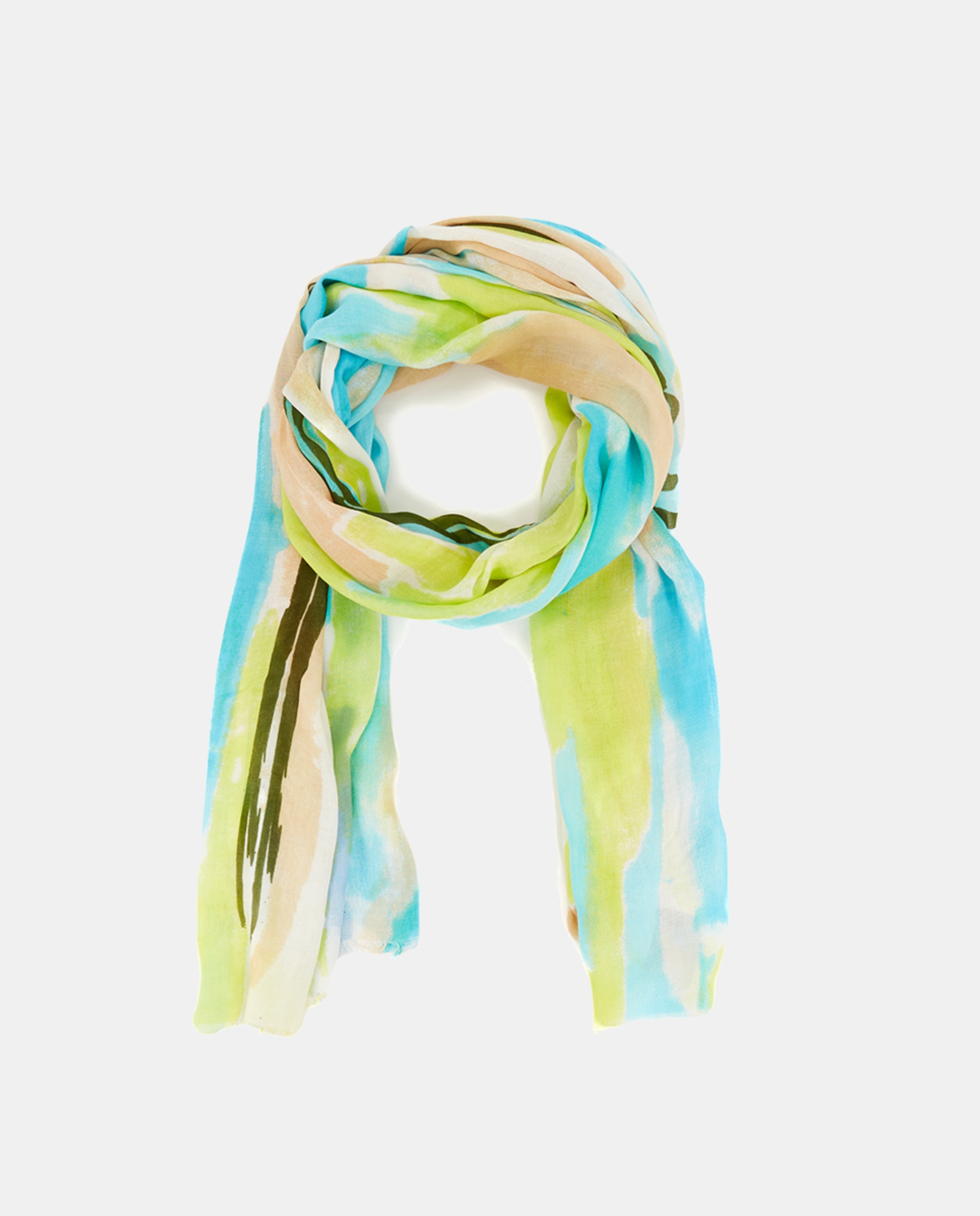 Lenço de Viscose Oceans Diary com Estampado de Aquarela Verde-1