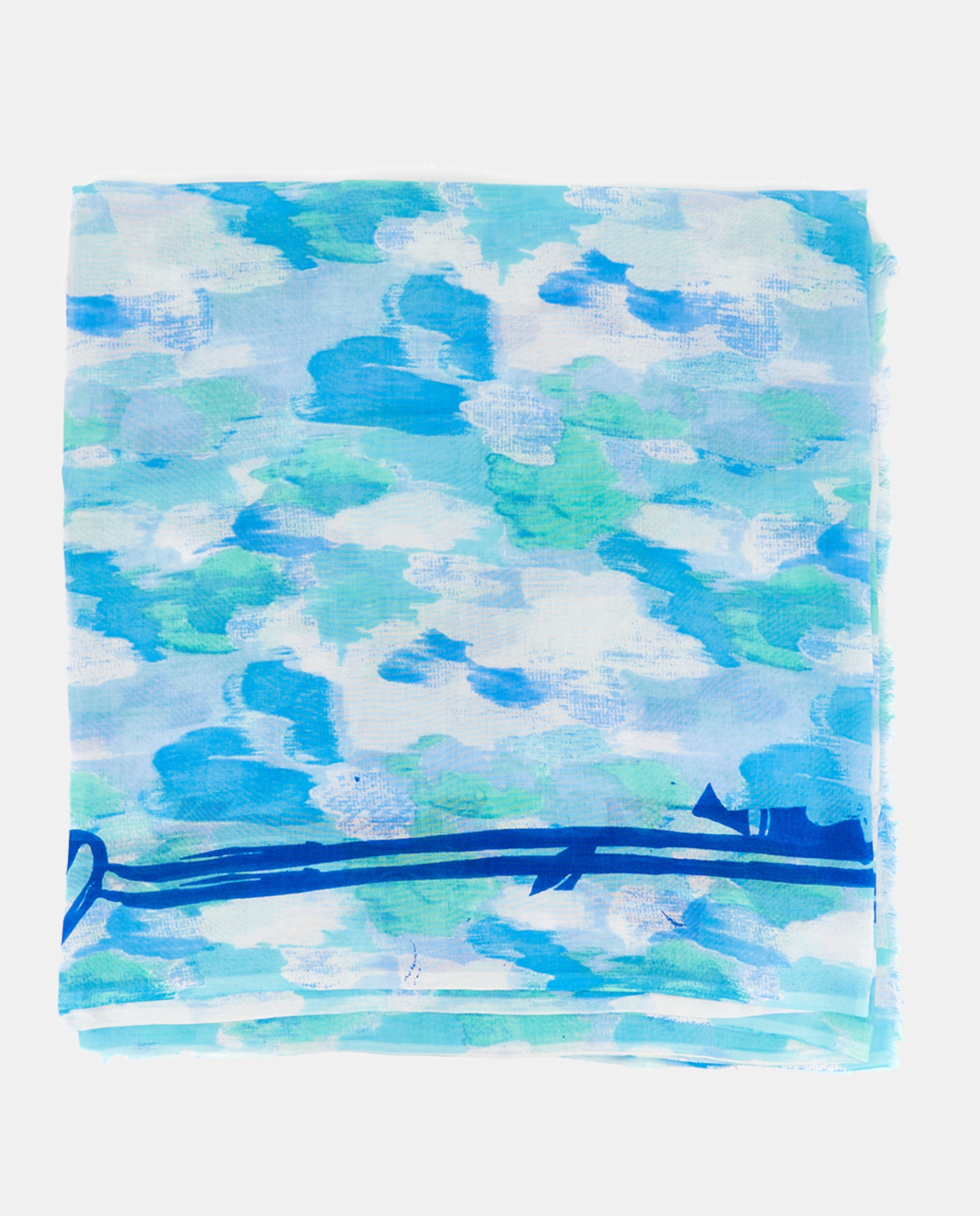 Lenço de Viscose Oceans Diary com Estampado Abstrato Azul-3