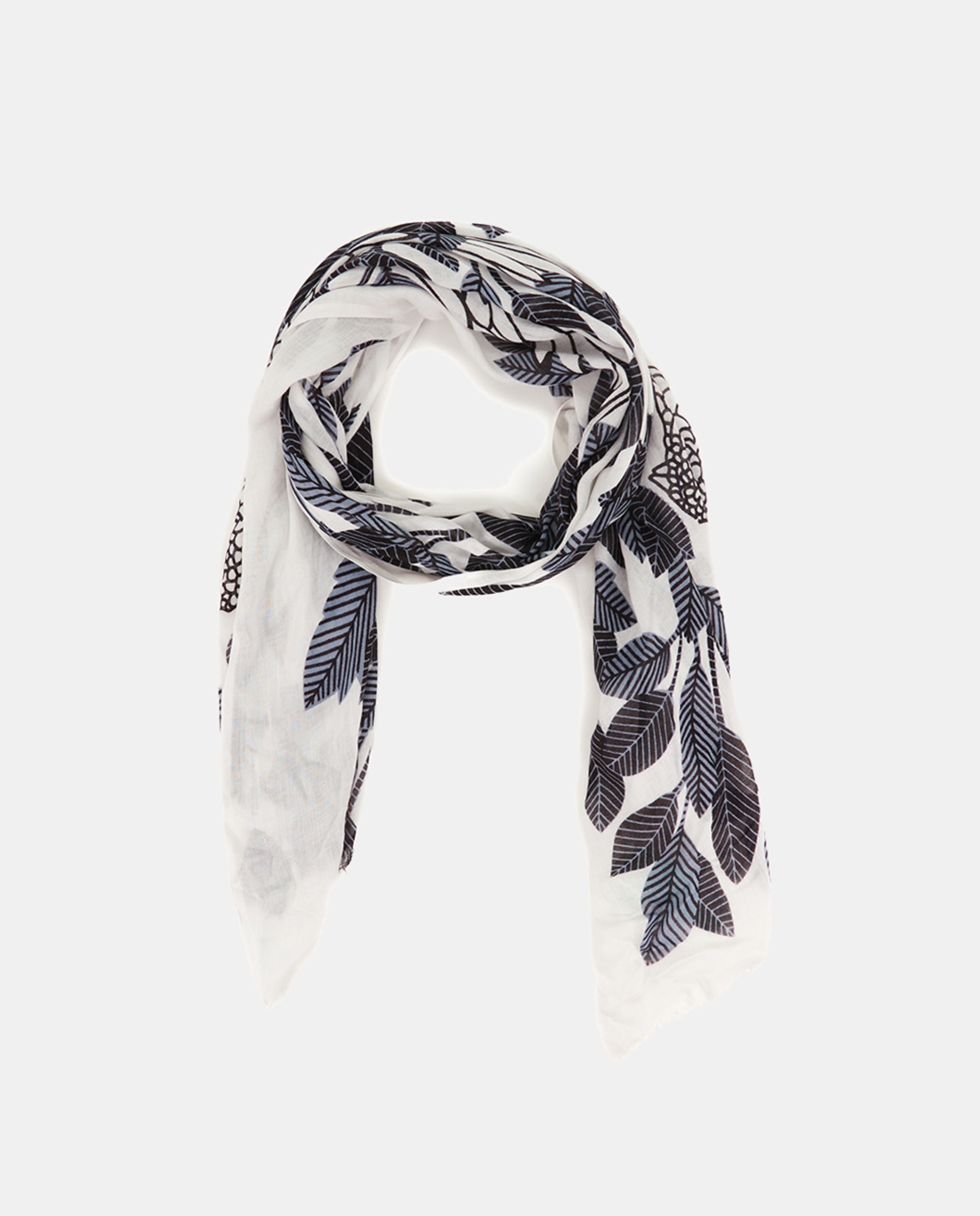 Lenço de Viscose Oceans Diary com Estampado - Cru Cinzento-1