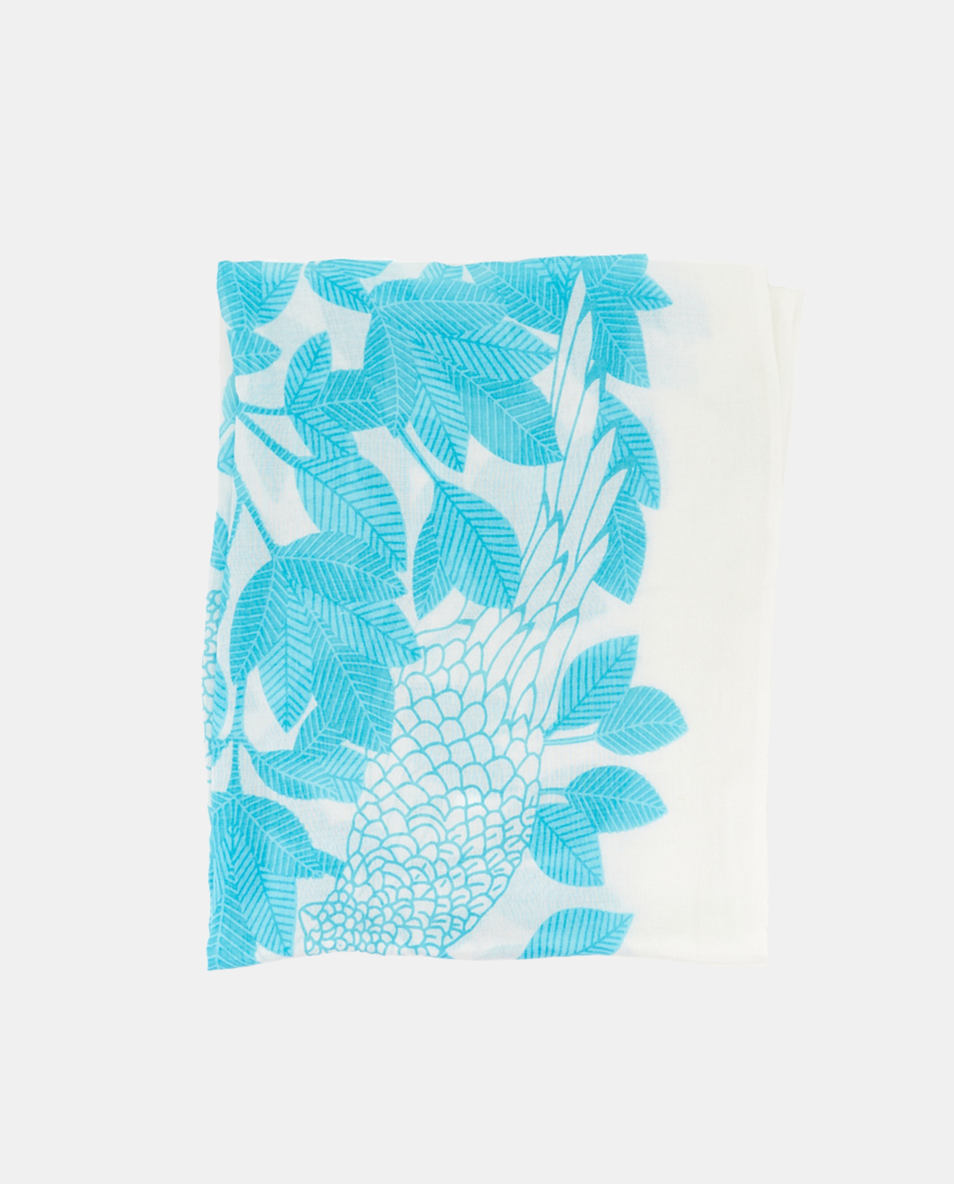 Lenço de Viscose Oceans Diary com Estampado - Cru Turquesa-3