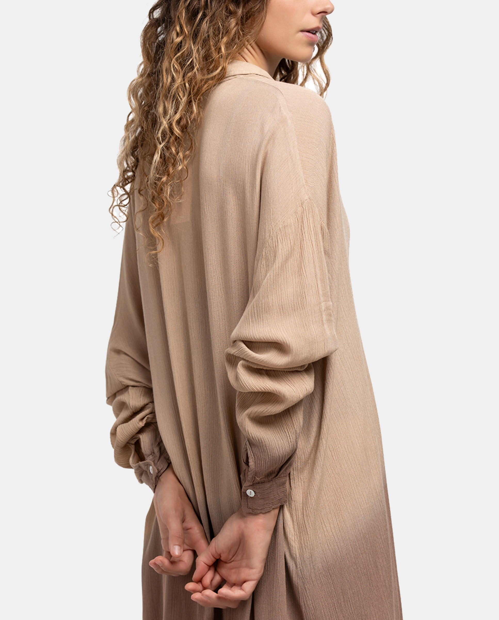 Túnica de Viscose Oceans Diary com Degradé Bege-2