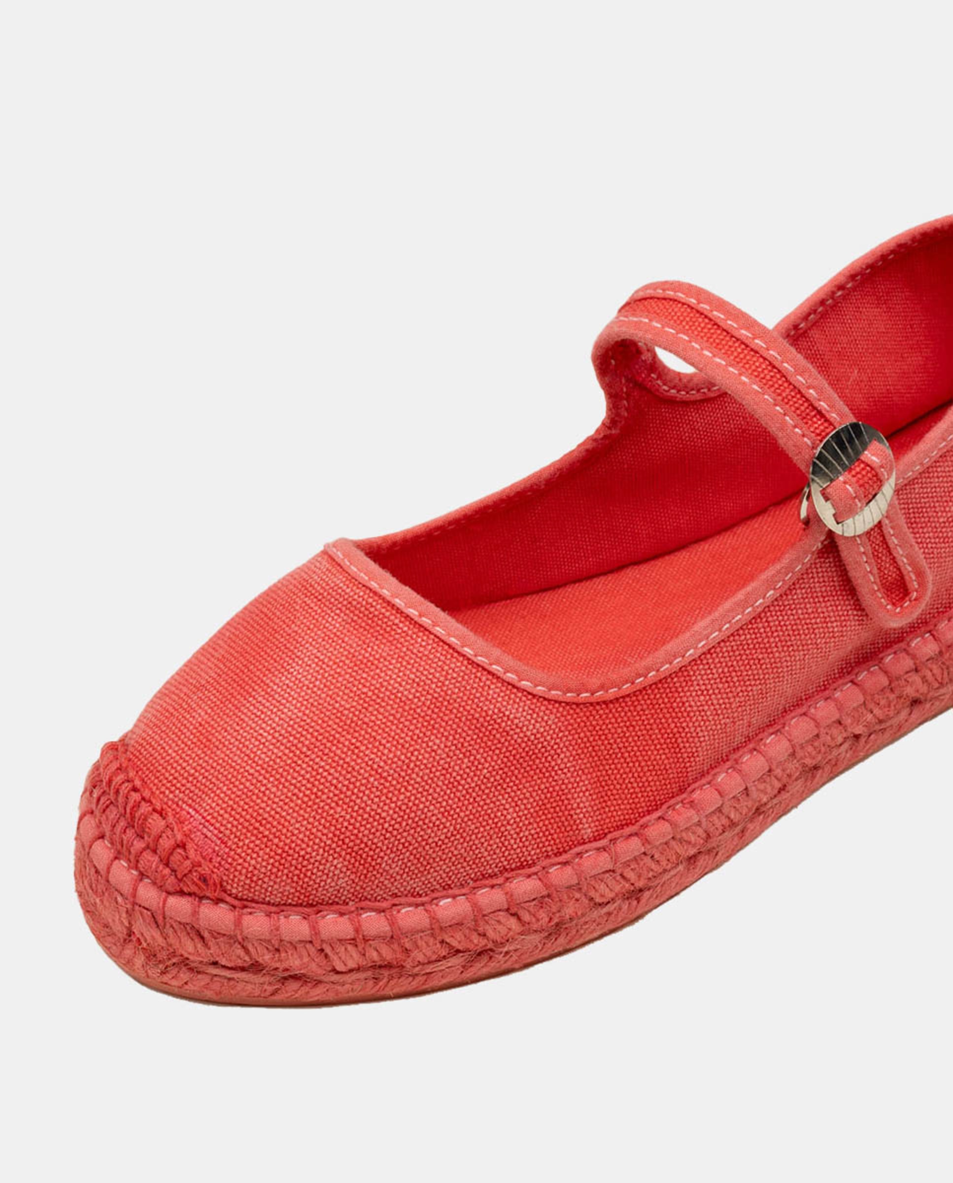 Sapatos de Presilha de Lona com Sola de Juta Vermelho-cereja-3