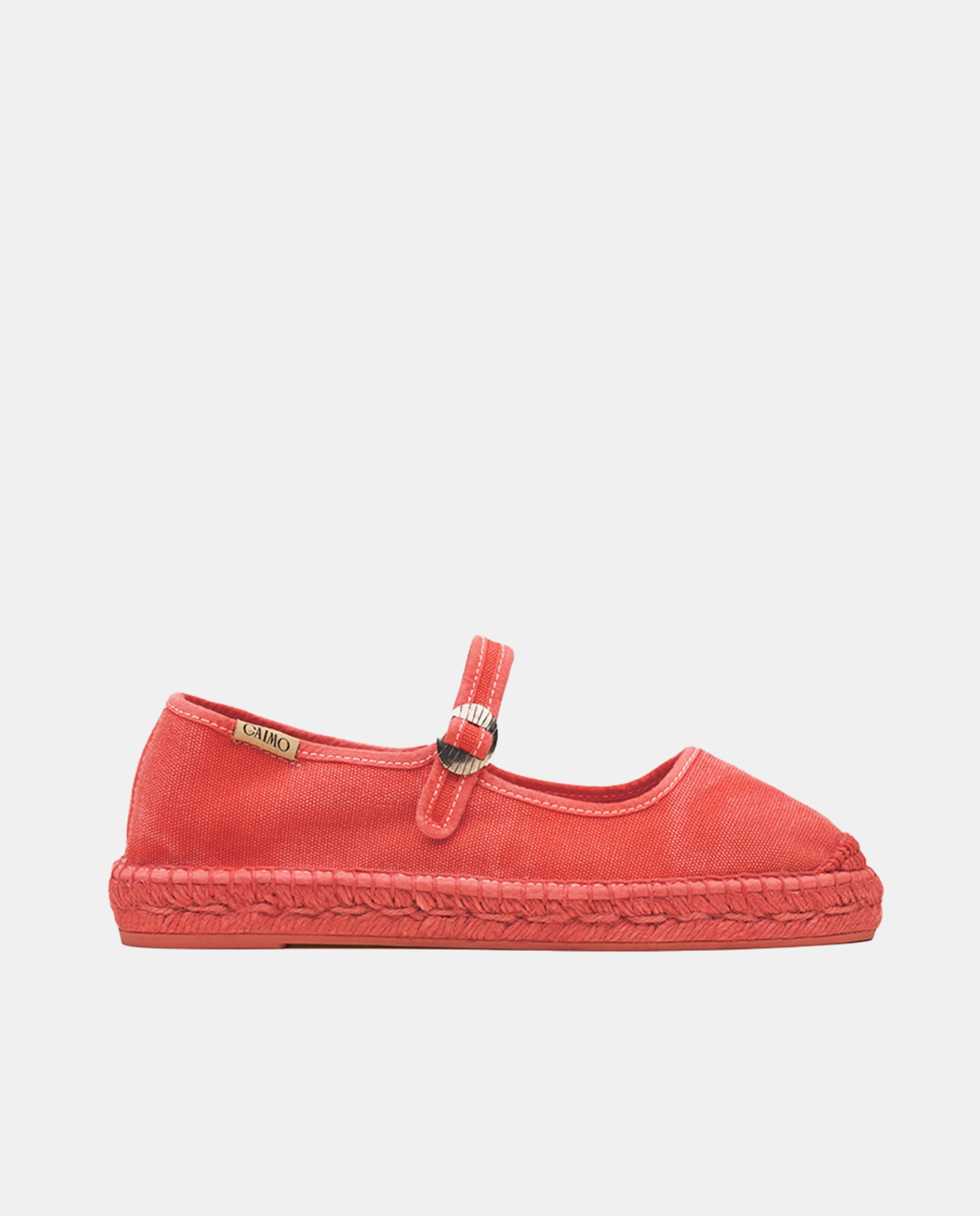 Sapatos de Presilha de Lona com Sola de Juta Vermelho-cereja-1