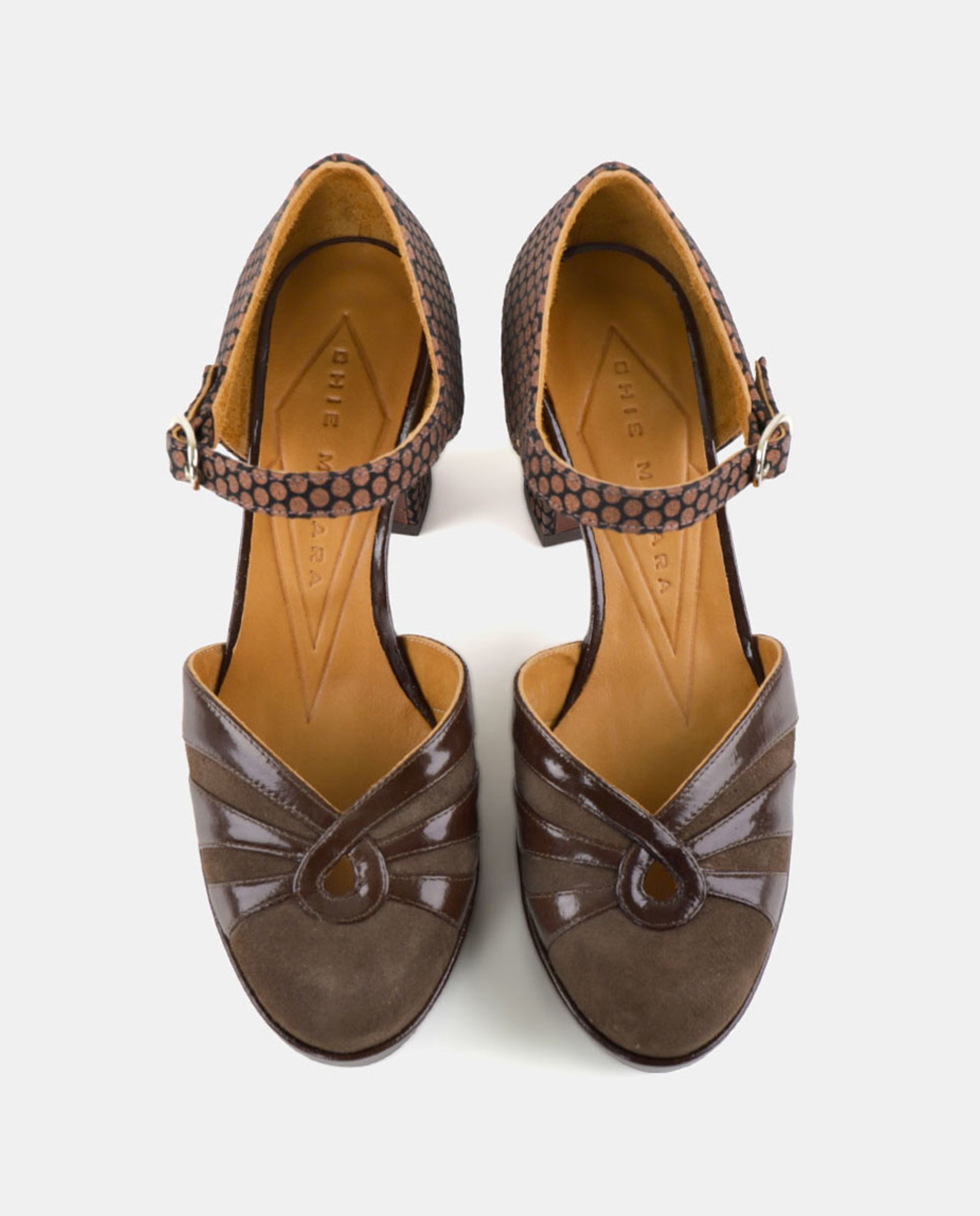 Sapatos em Pele com Salto de Bloco Castanho-chocolate-4