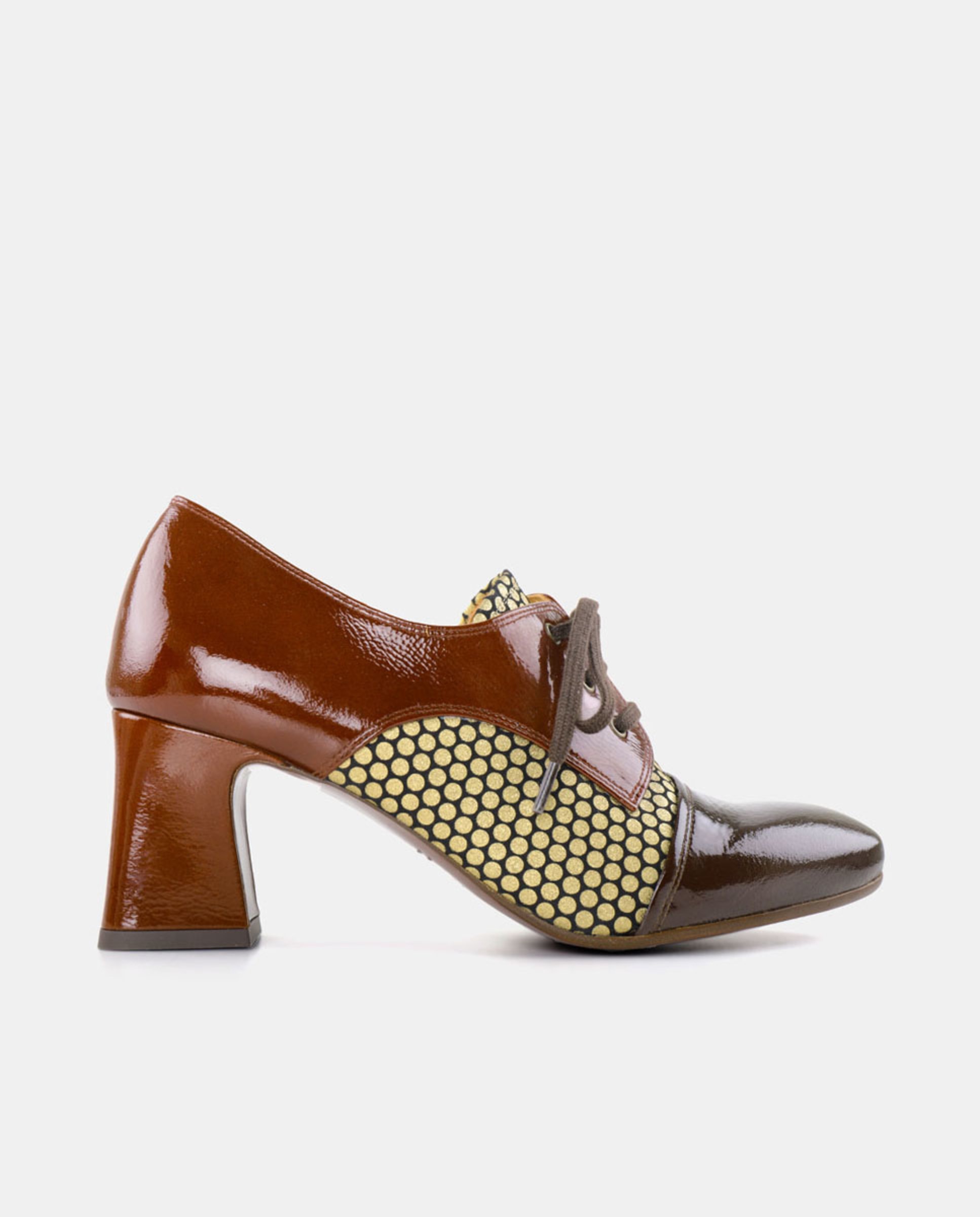 Sapatos em Pele com Salto de Bloco Castanho-chocolate-1