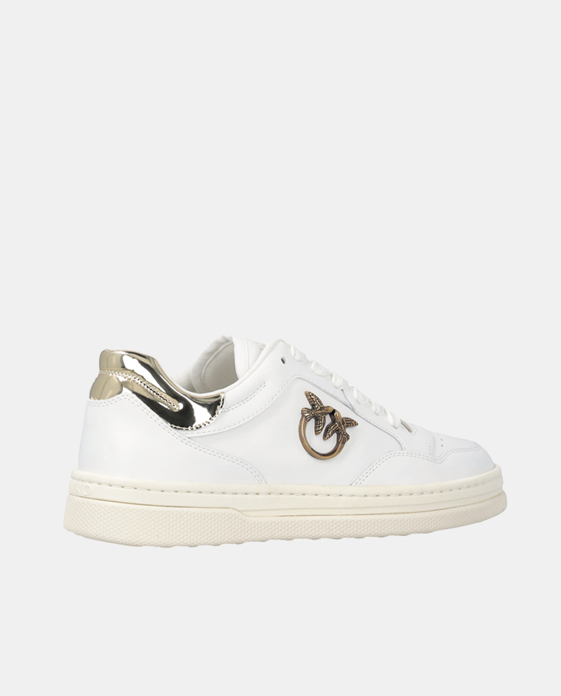 Sapatilhas Rasas com Logótipo Traseiro - Branco/Dourado Branco Osso-4