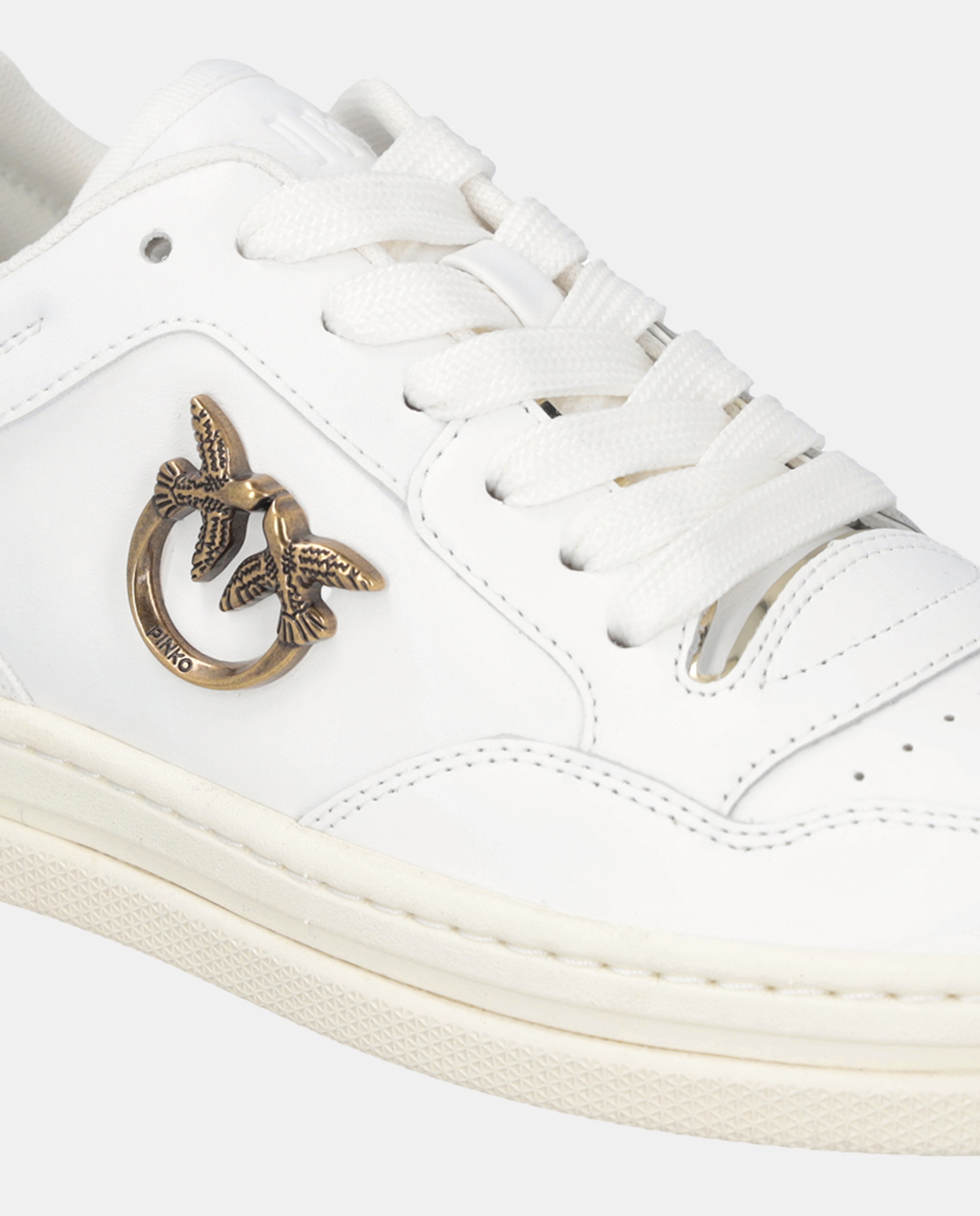 Sapatilhas Rasas com Logótipo Traseiro - Branco/Dourado Branco Osso-3