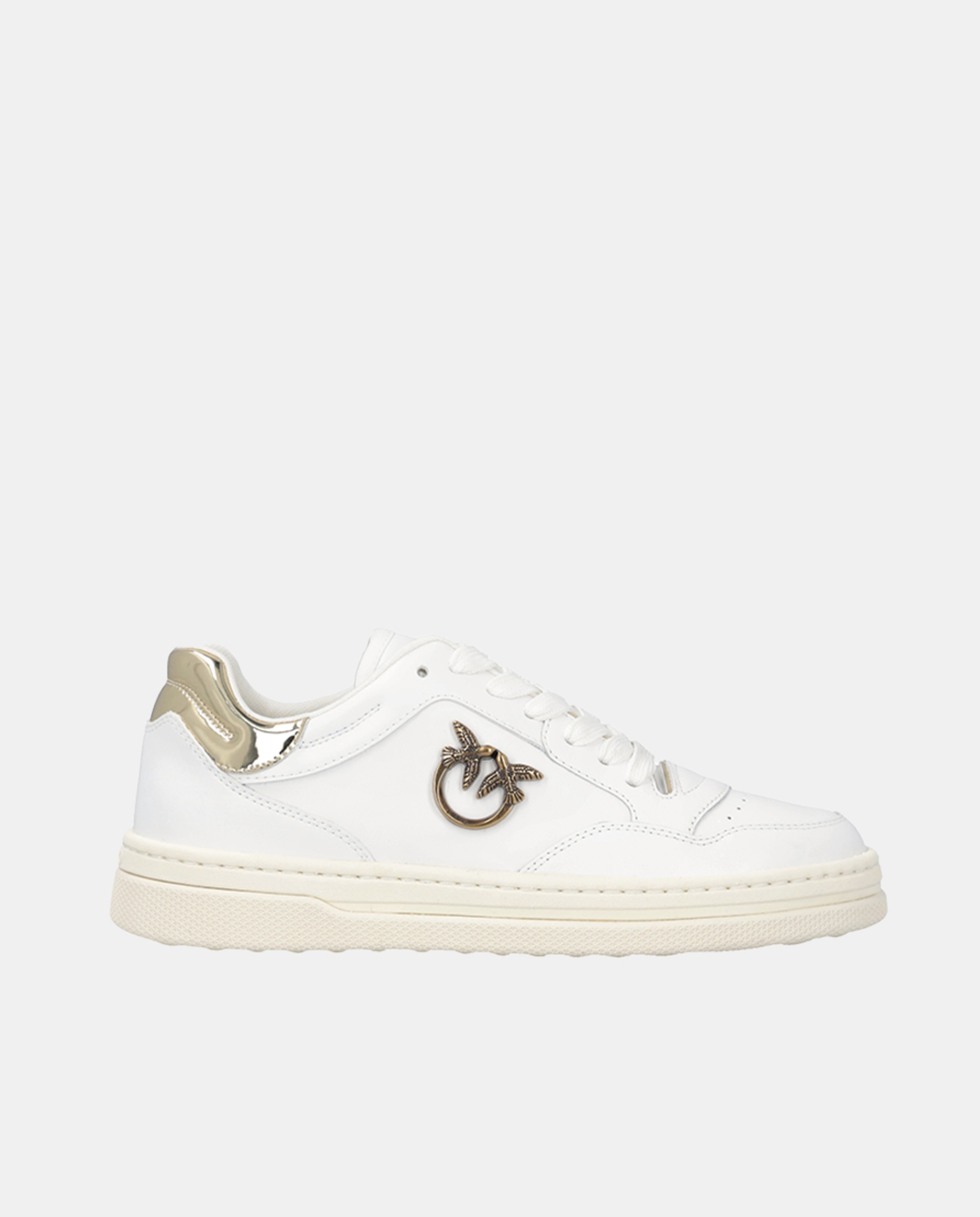 Sapatilhas Rasas com Logótipo Traseiro - Branco/Dourado Branco Osso-1